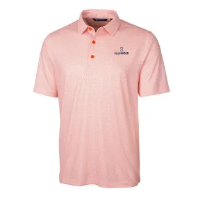 Illinois Fighting Illini Cutter & Buck Pike Double Dot Print Stretch Mens Polo