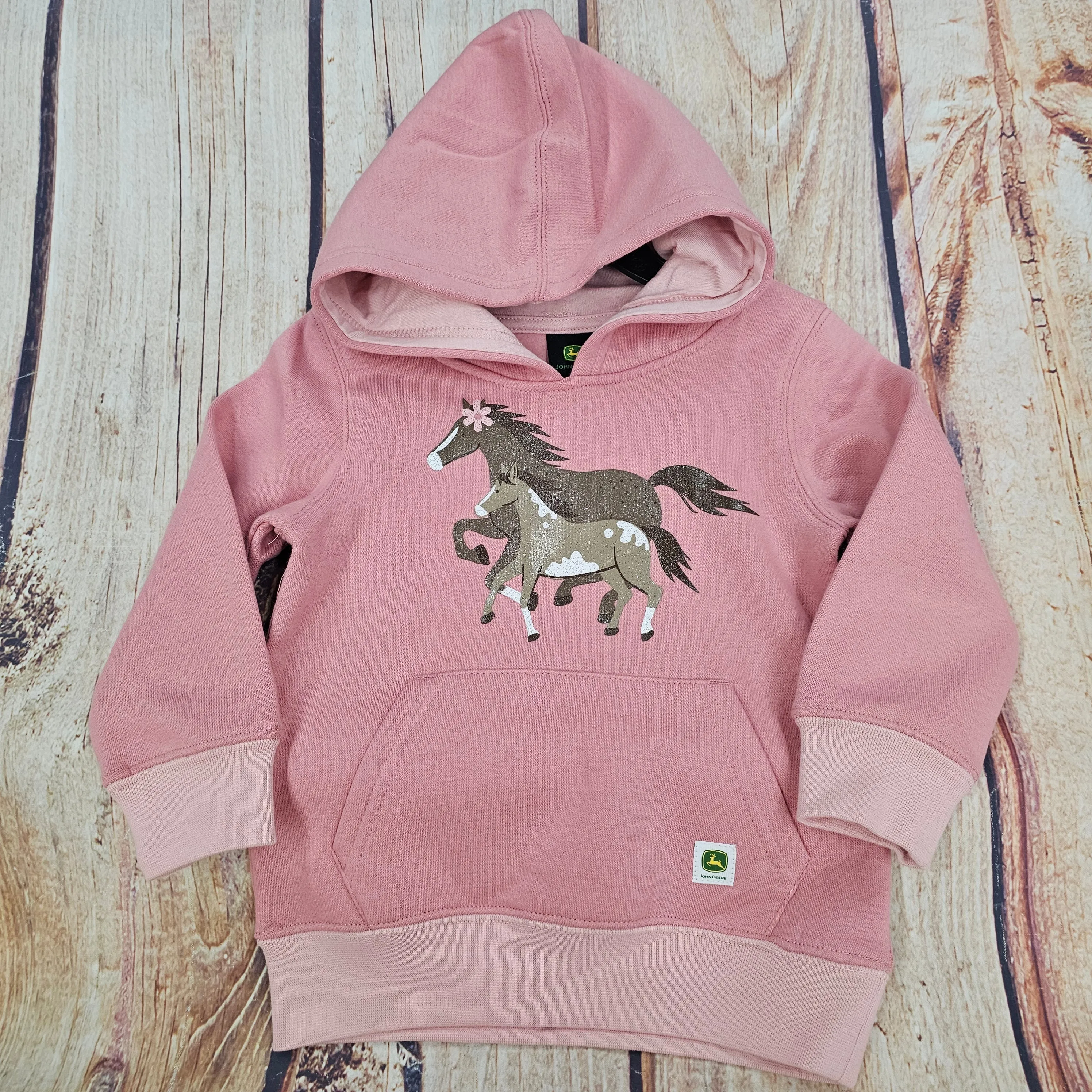 JOHN DEERE MAMA FOAL FLEECE SWEATSHIRT POWDER PINK J2J651PT