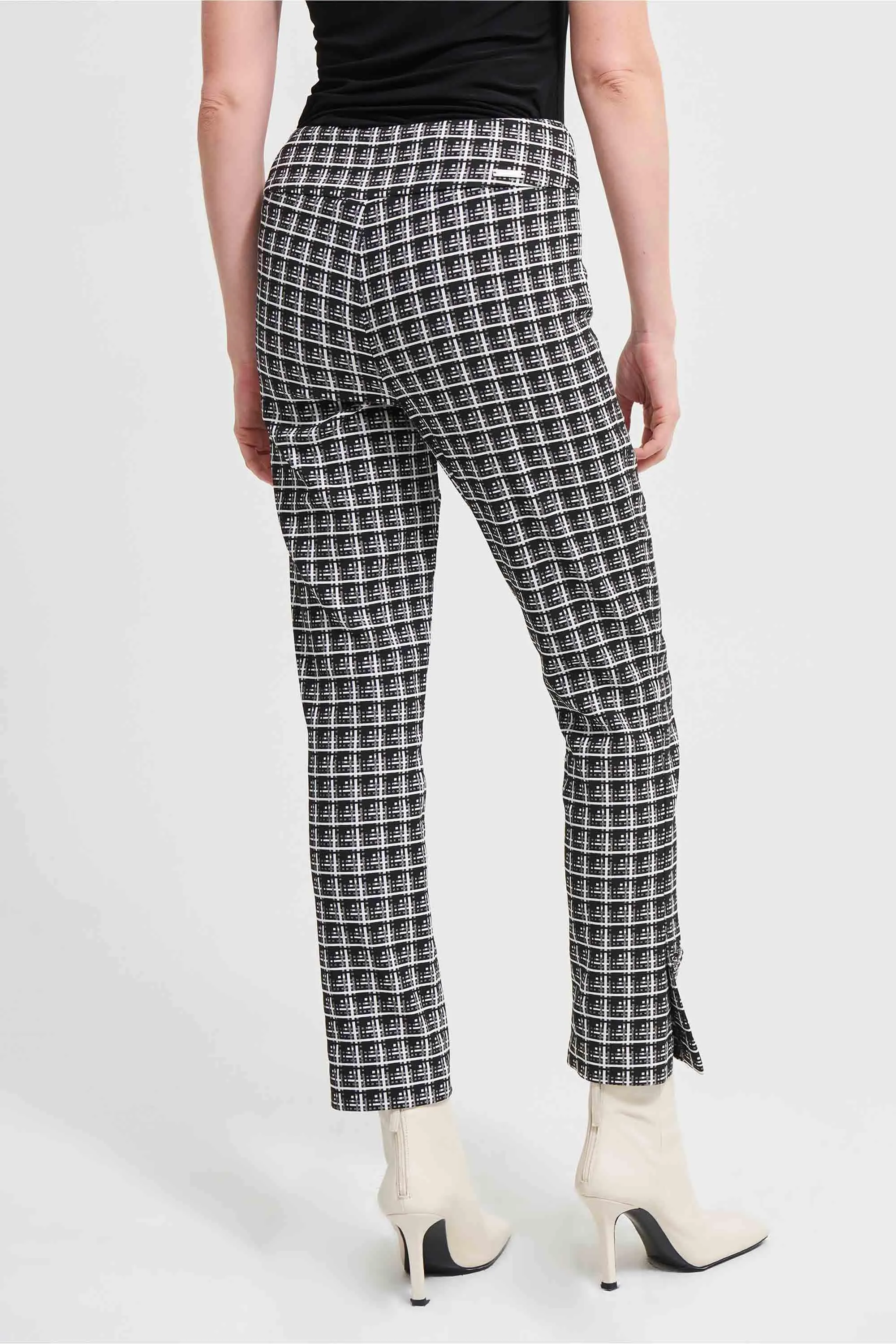 Joseph Ribkoff Black/White Plaid Jacquard Trouser Style 213439