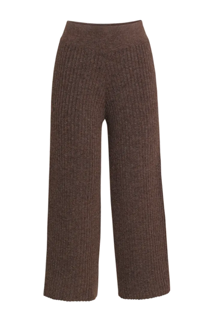 Leah High-Waisted Cropped Pants | Brown