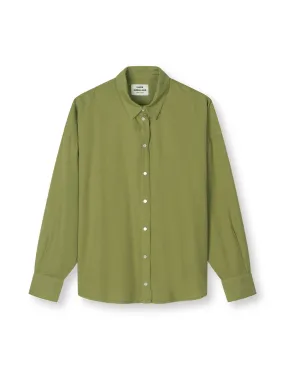 Leo Twill Pilou Shirt, Mosstone