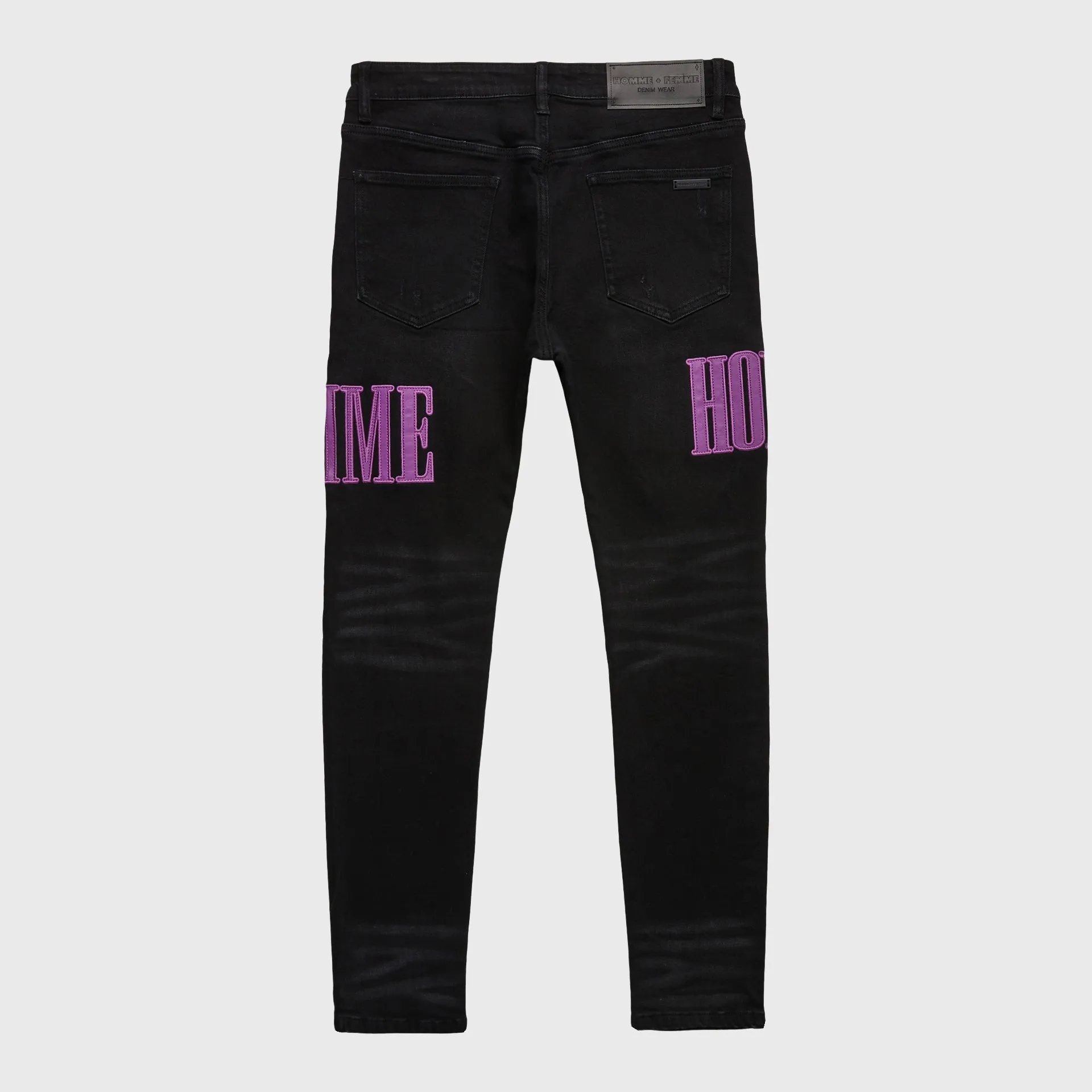 Letterman Denim Black With Purple Letters