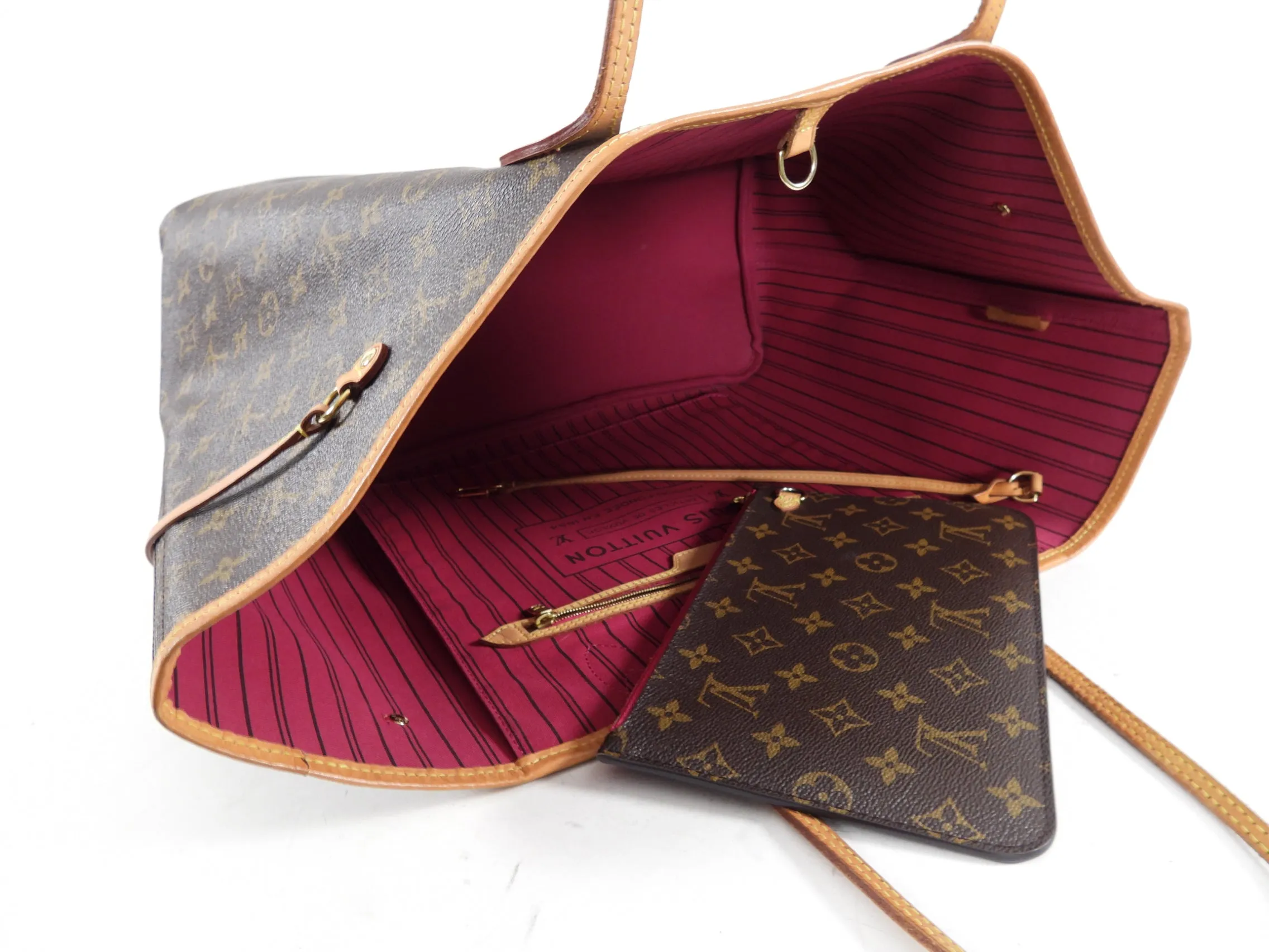 Louis Vuitton Monogram Neverfull GM Large Tote Bag and Pouch