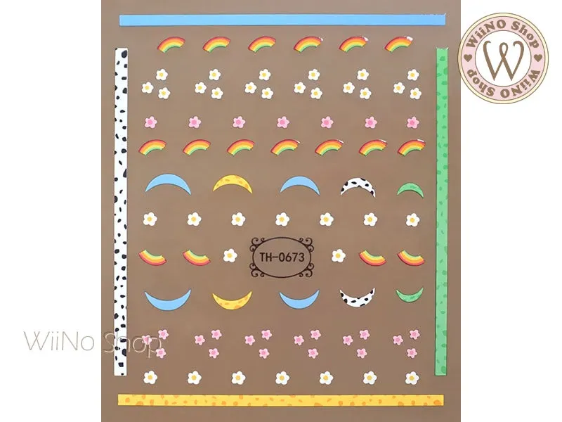 Lovely Day Rainbow Adhesive Nail Art Sticker - 1 pc (TH-0673)