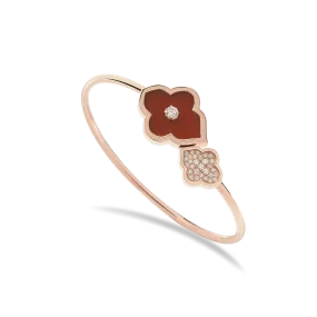 LUCE COLOUR - BRACELET FLEX TOI ET MOI S-M ROSE GOLD PAVE CORNELIAN & 1 DIAMOND