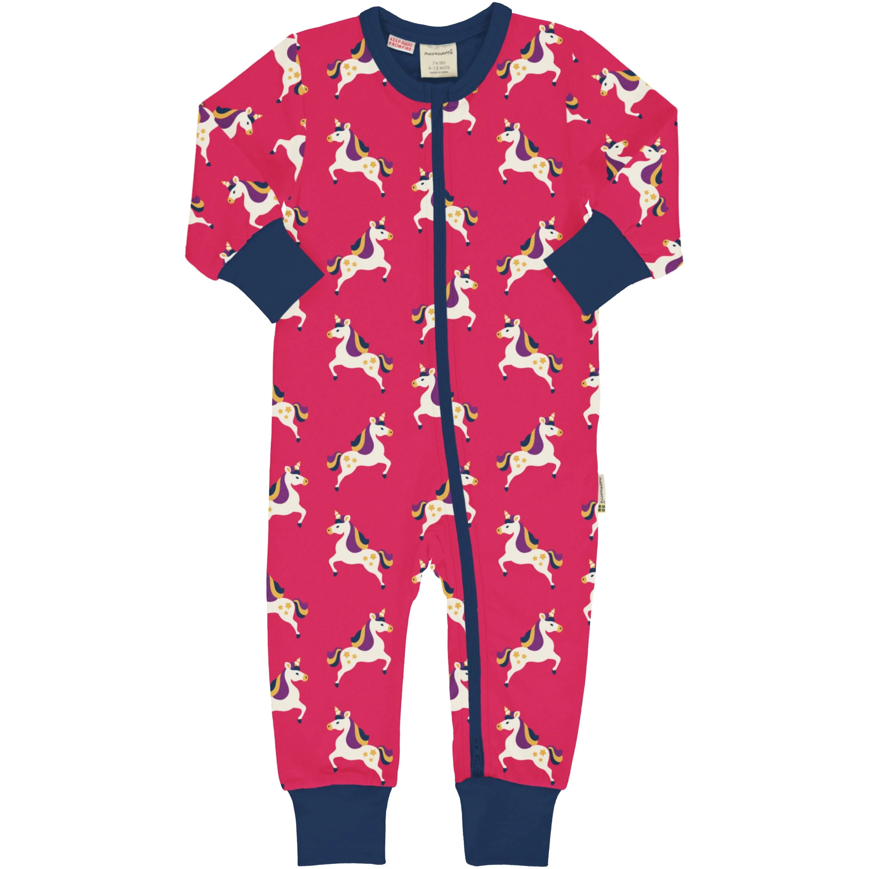 Maxomorra Forest Unicorn Long Sleeved Zip Rompersuit