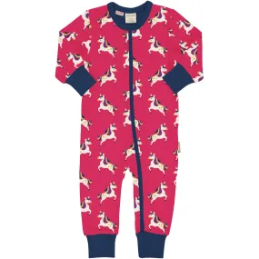 Maxomorra Forest Unicorn Long Sleeved Zip Rompersuit