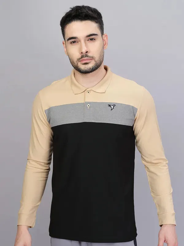 Men Colorblock Slim Fit Polo T-shirt with MATPIQ