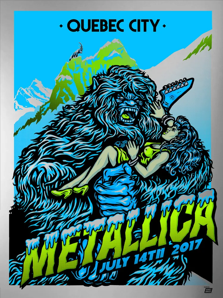 Metallica 2017 Quebec City, QC Festival D'ete De Poster - Chrome