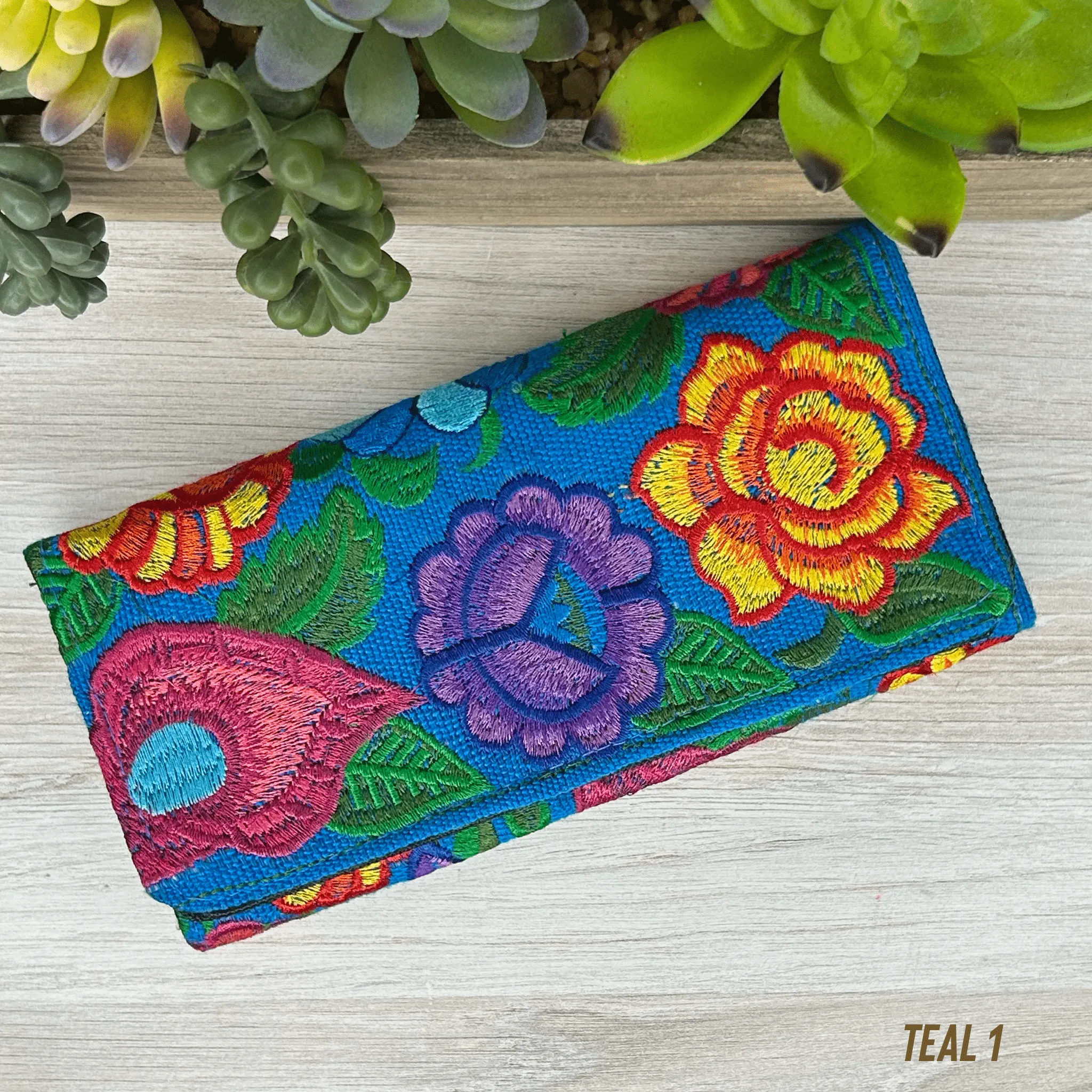 Mexican Embroidered Wallet - Zinnia