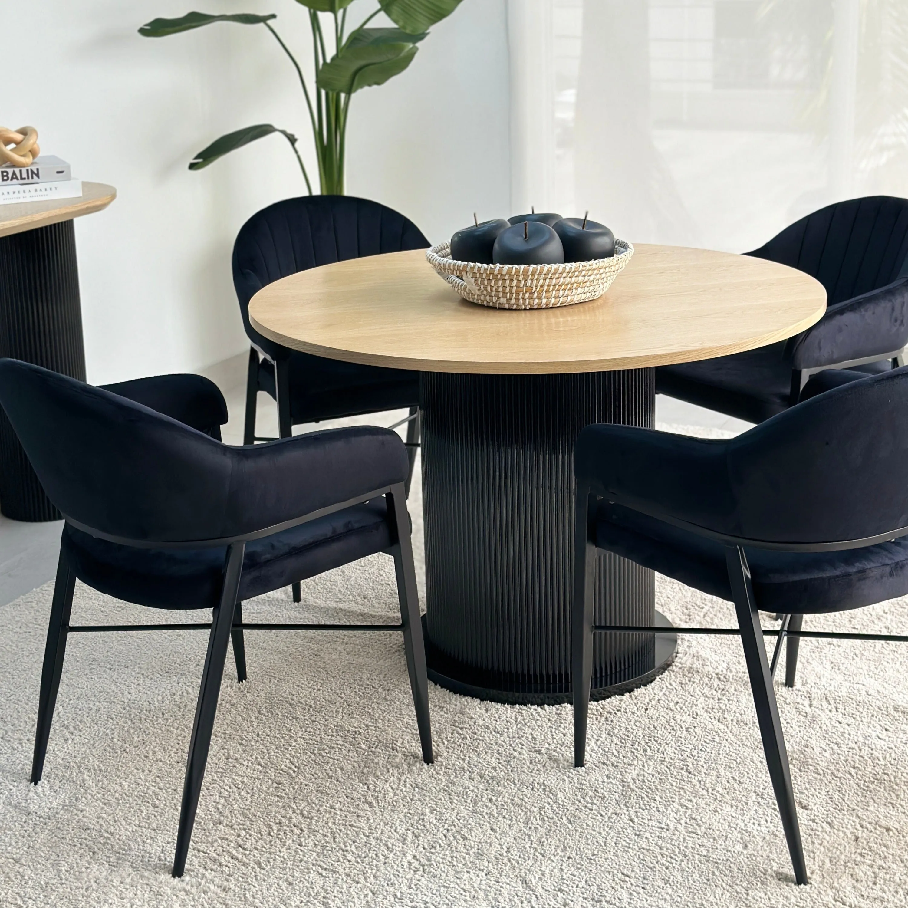 Modern Pedestal Dining Two Tone Table