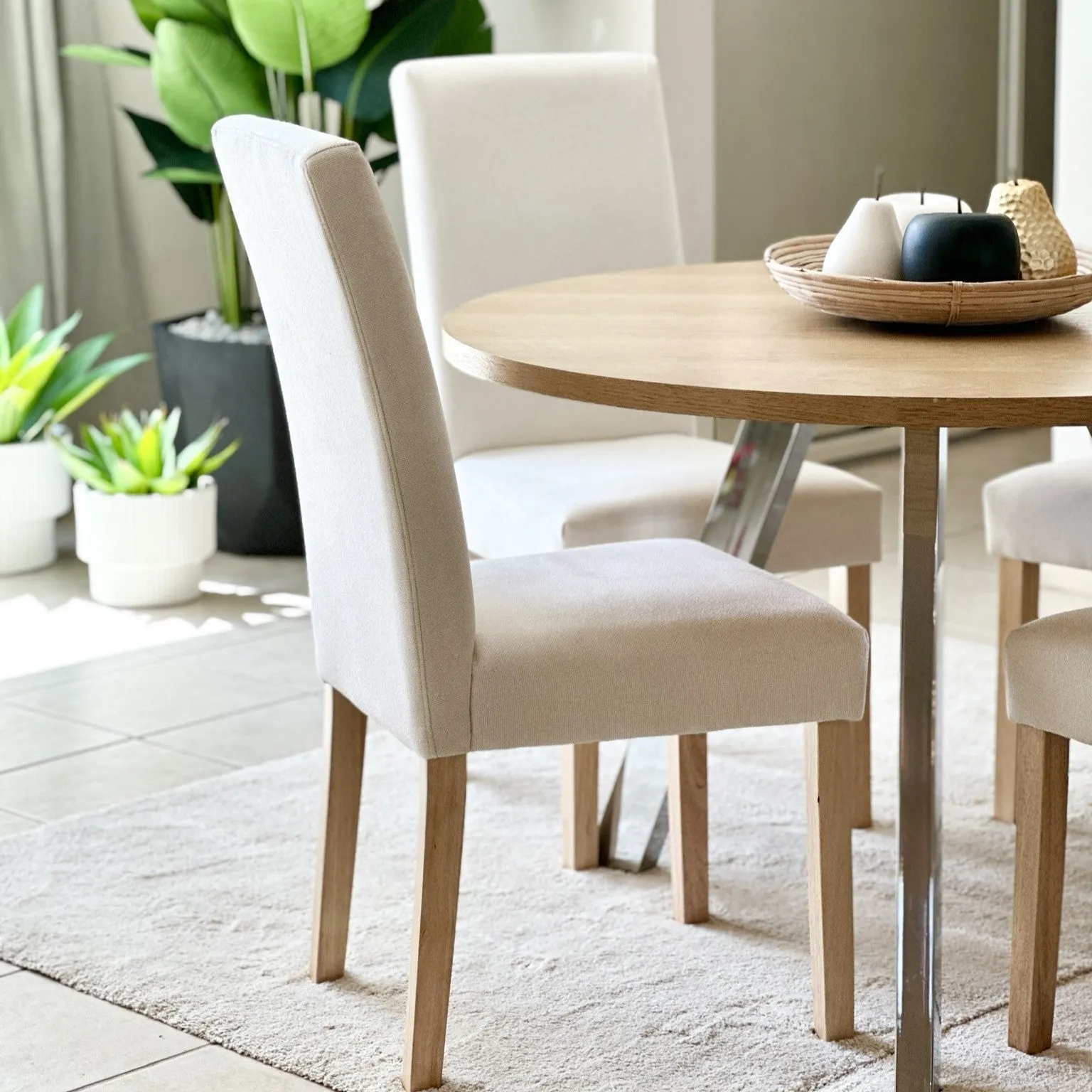 Modern Pedestal Dining Two Tone Table