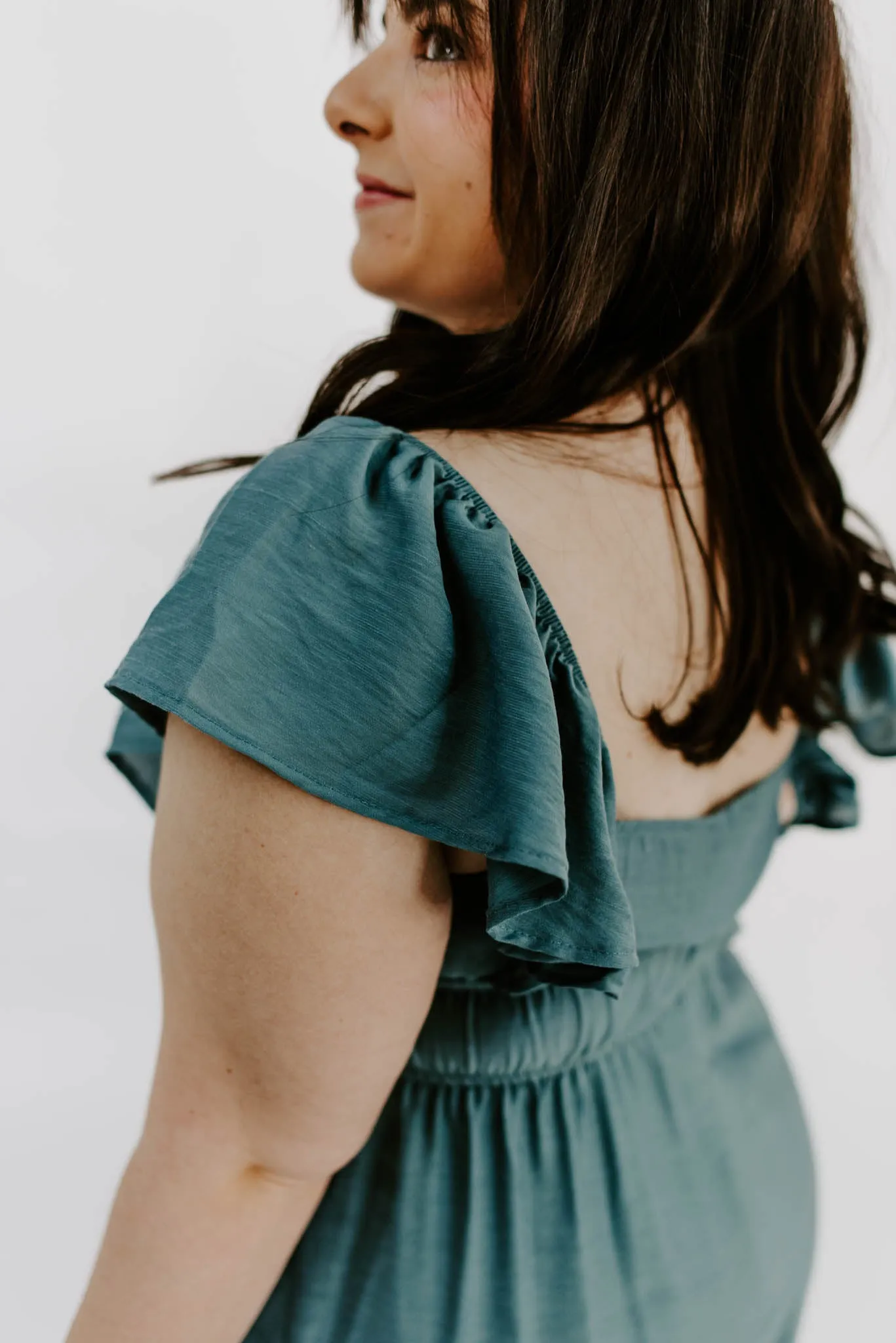 Must Be True Teal Ruffled Dress