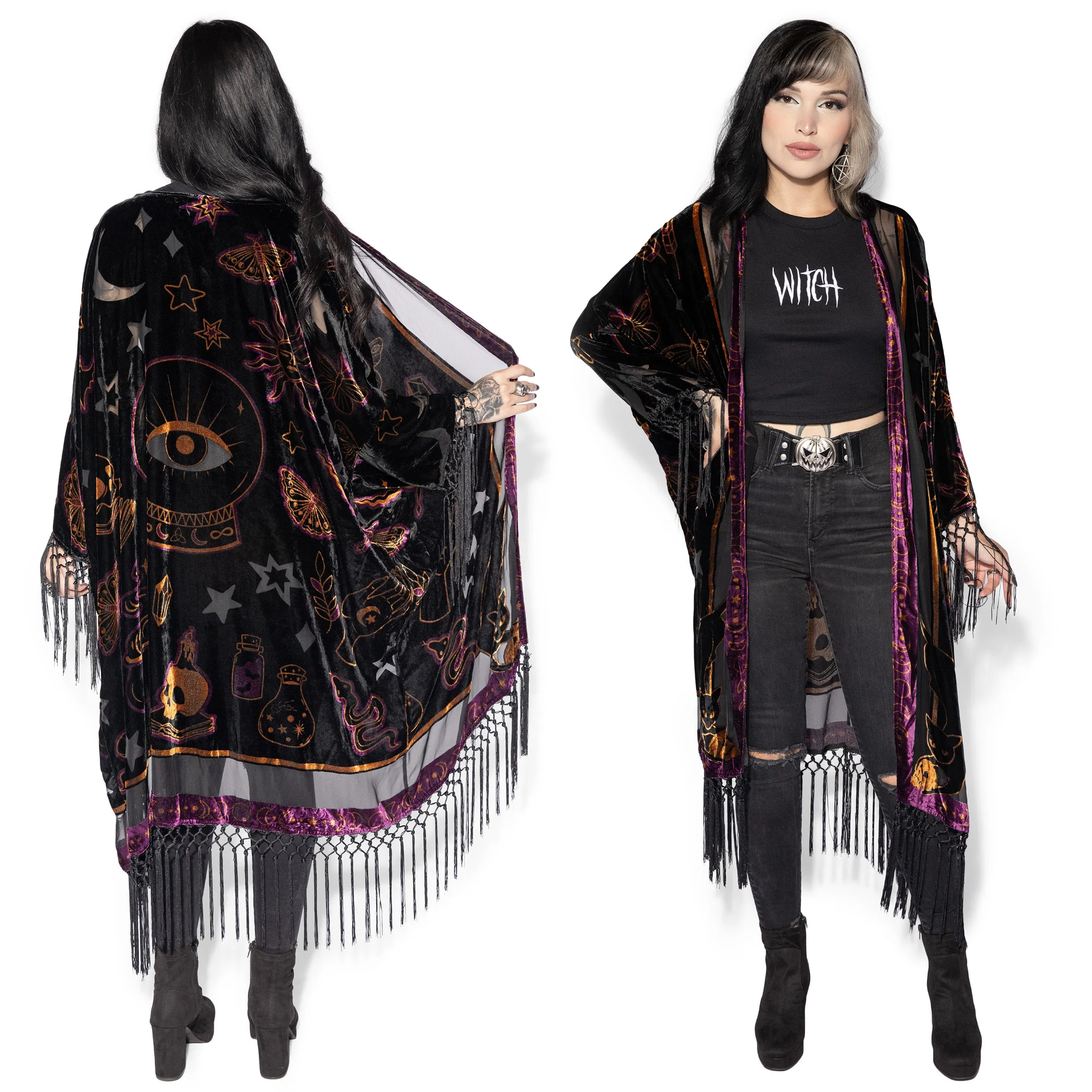 Mystical Fringe Velvet Kimono