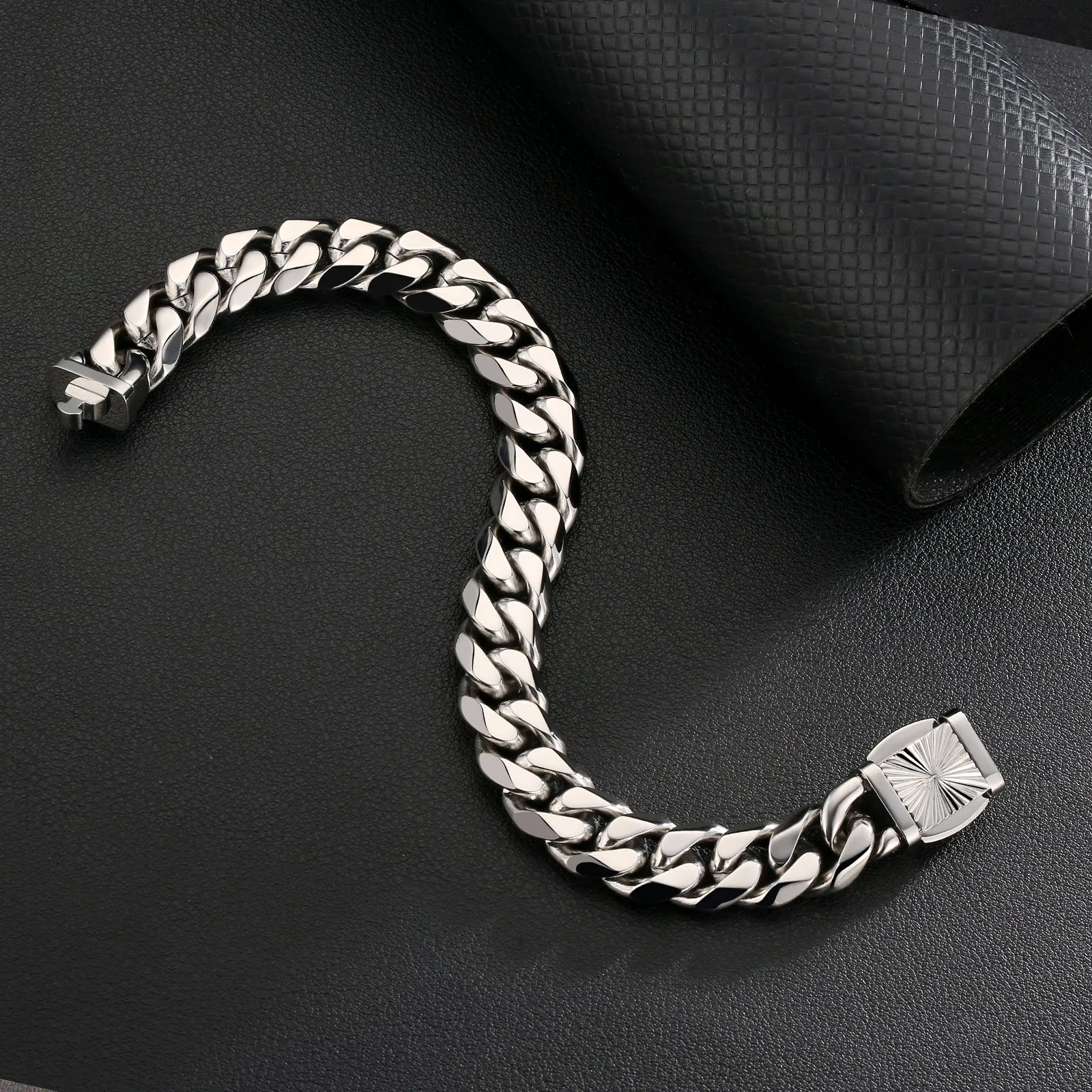 New 12mm 6-Sided Miami Cuban Link Bracelet with Embossed Clasp