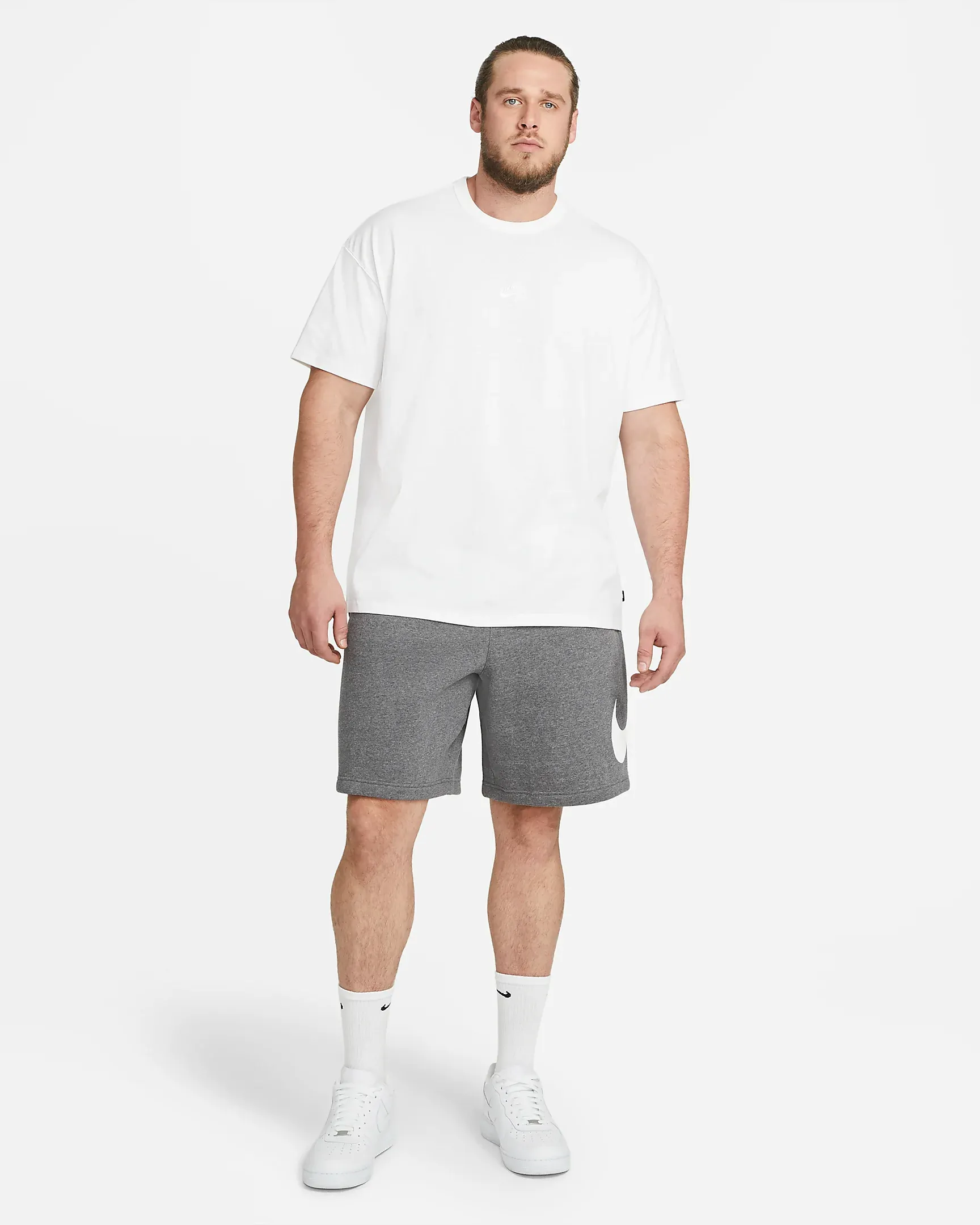 Nike Men's Sportswear Club Shorts - Charcoal Heather / White