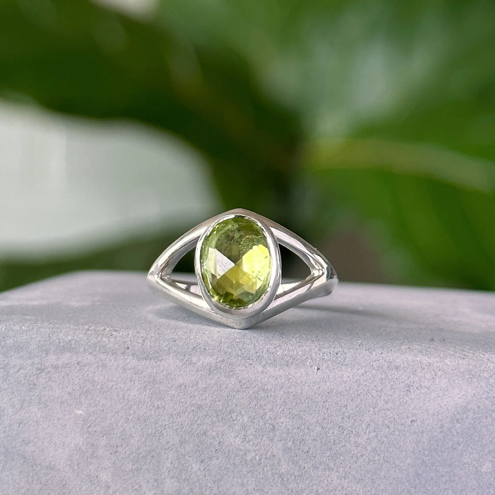 Peridot Cleo Ring in Sterling Silver