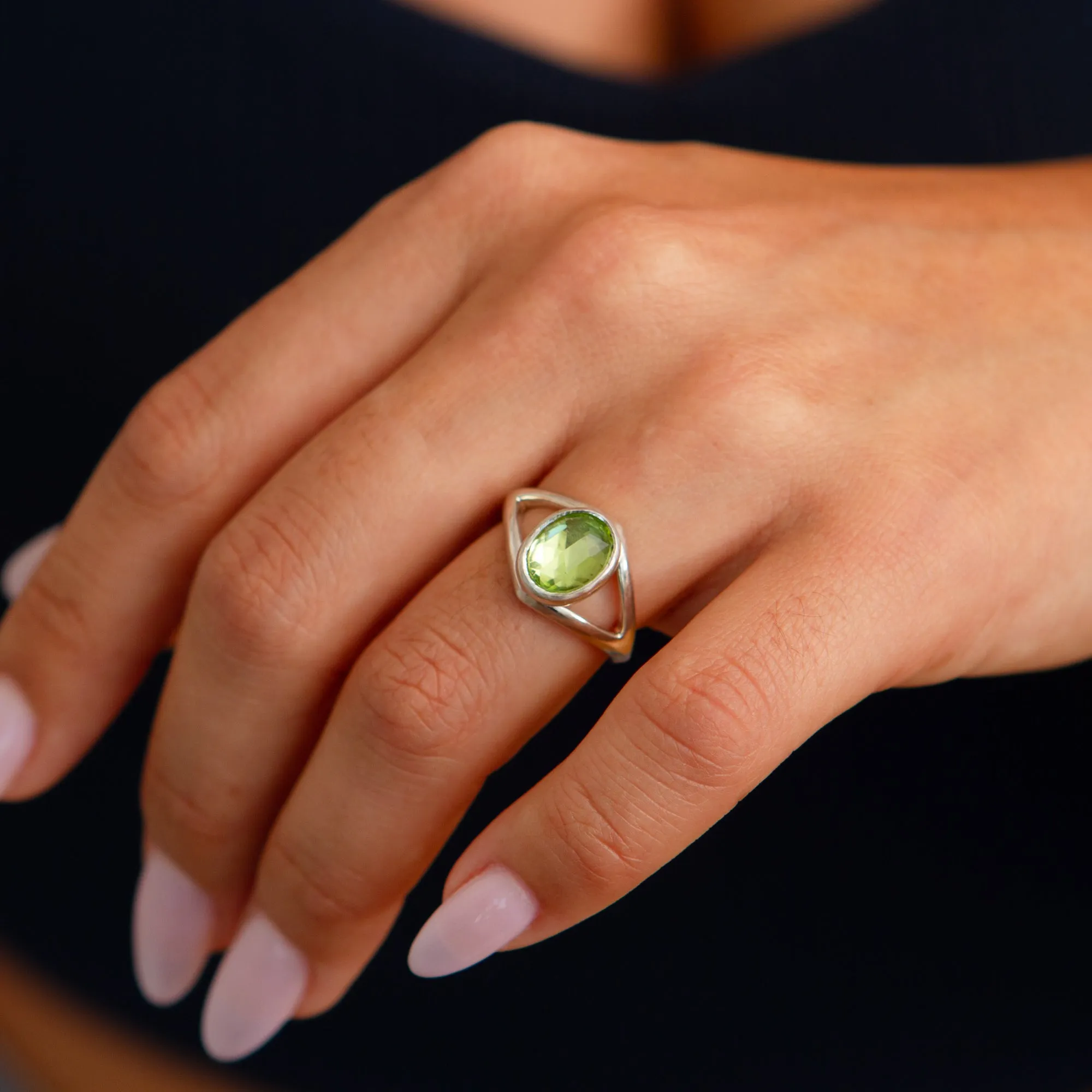 Peridot Cleo Ring in Sterling Silver