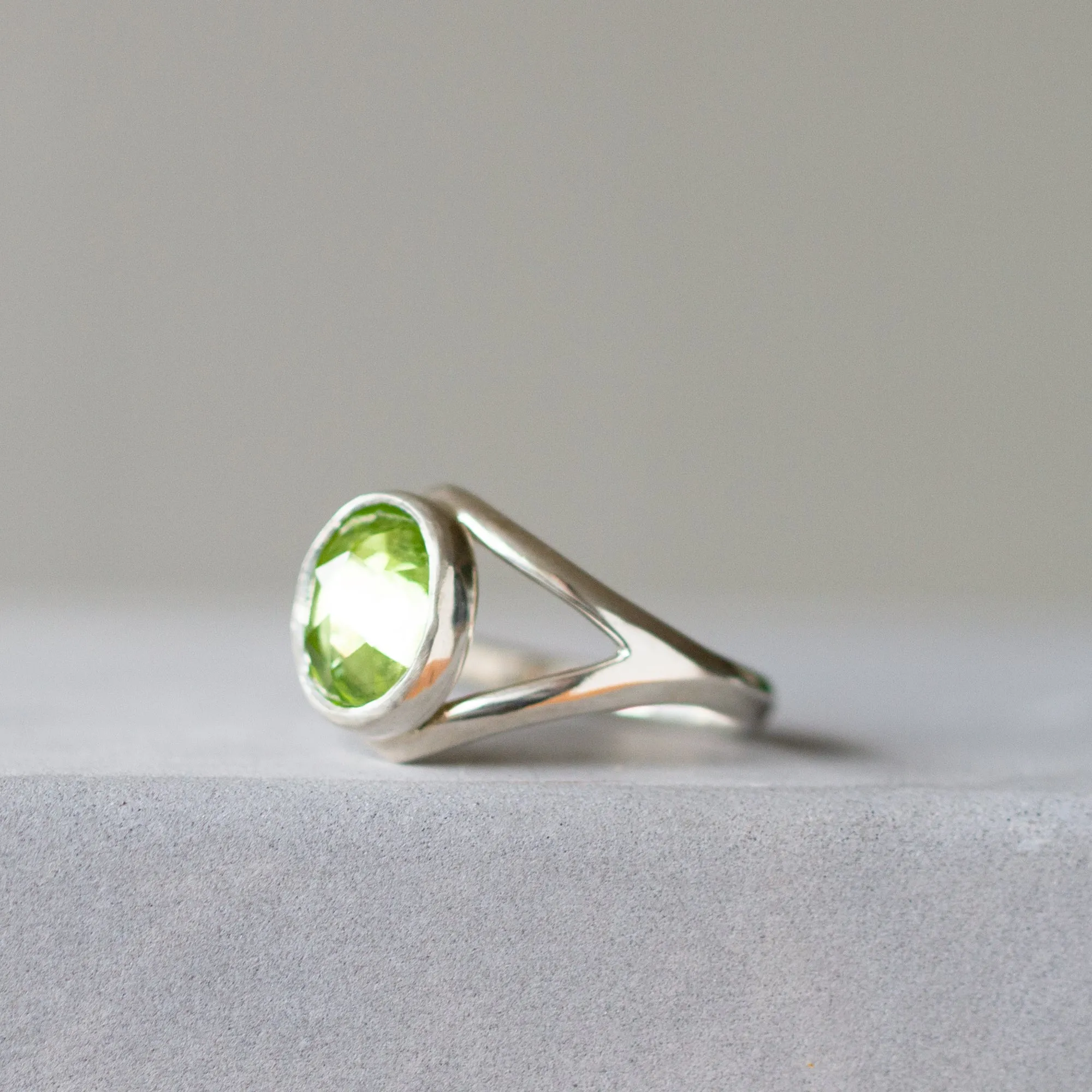 Peridot Cleo Ring in Sterling Silver