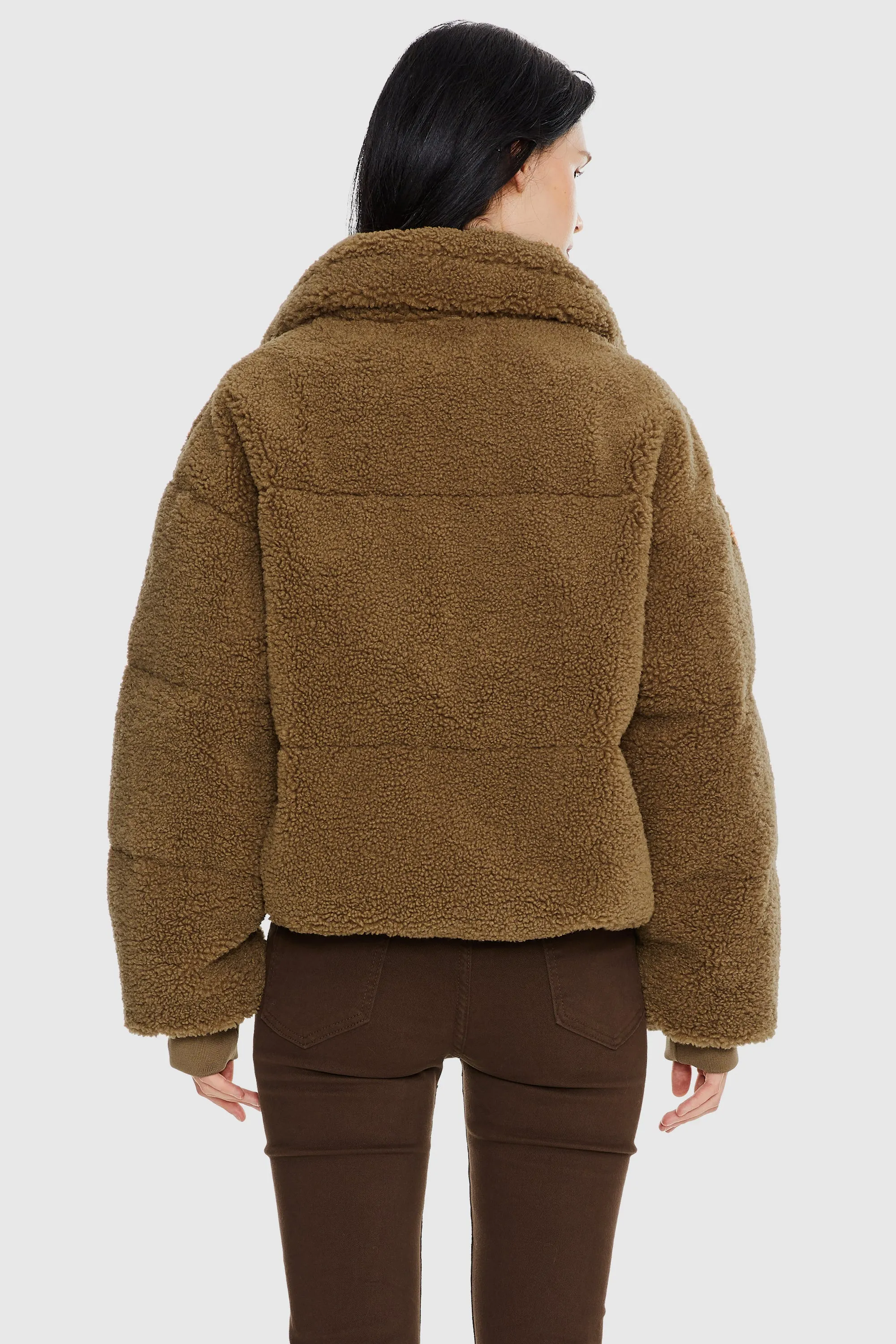 Puff-O Earthugger Fuzzy Fleece Cropped Jacket - Frosted Almond