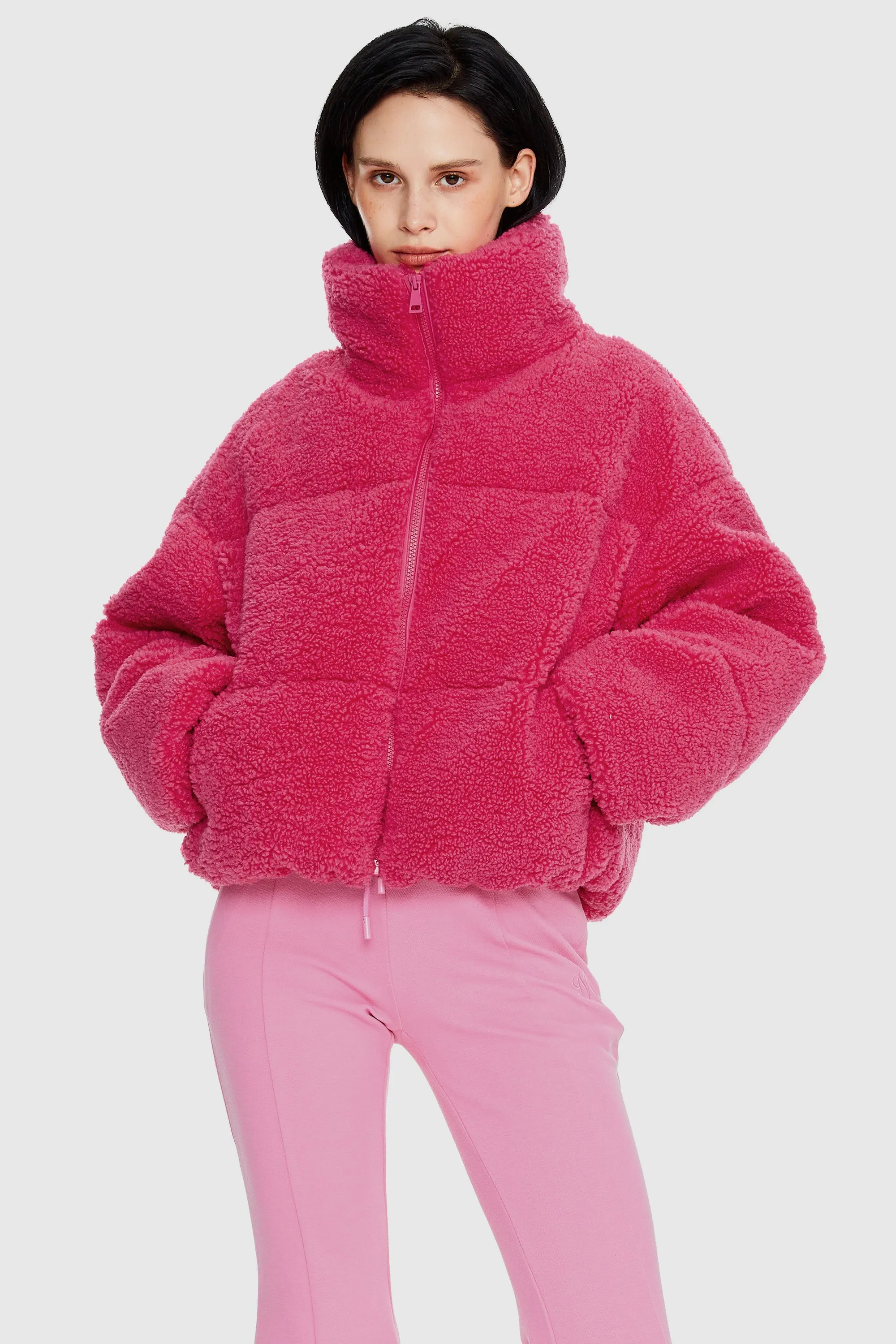 Puff-O Earthugger Fuzzy Fleece Cropped Jacket - Frosted Almond