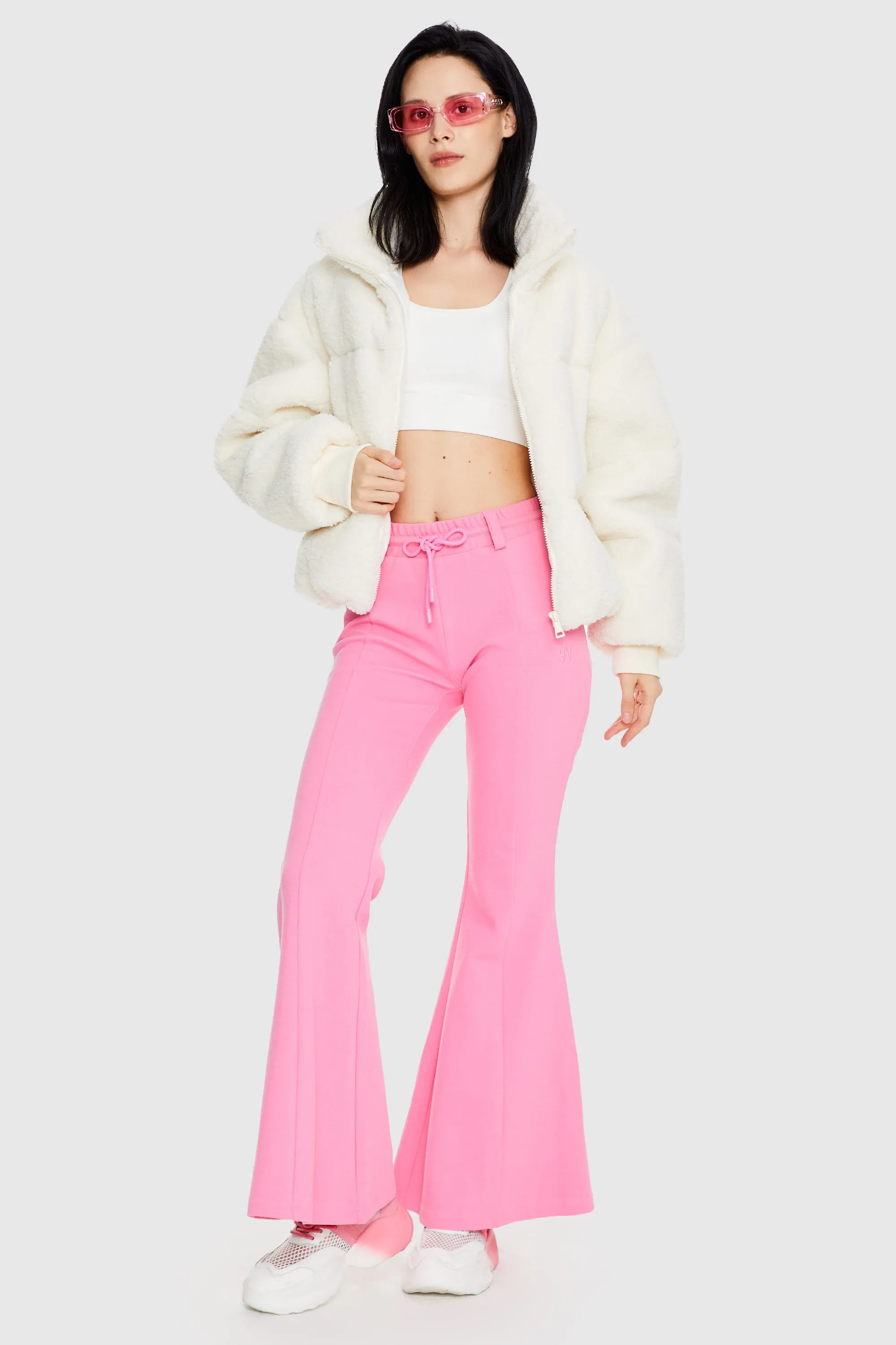 Puff-O Earthugger Fuzzy Fleece Cropped Jacket - Frosted Almond