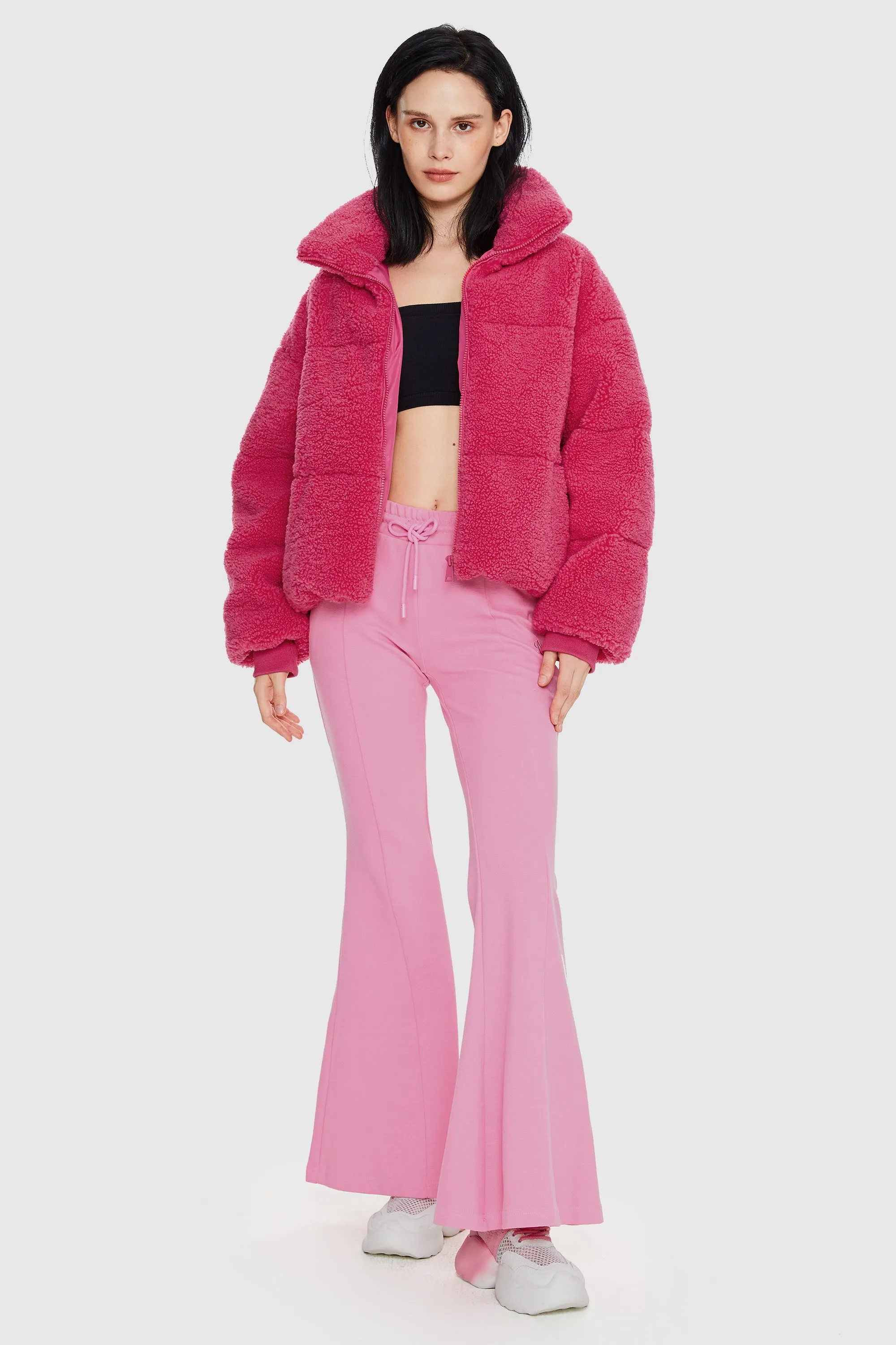 Puff-O Earthugger Fuzzy Fleece Cropped Jacket - Frosted Almond