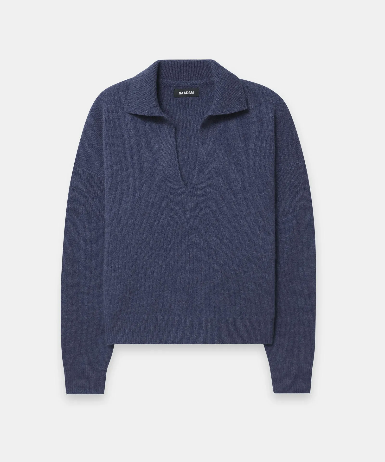 Recycled Cashmere Open Neck Polo