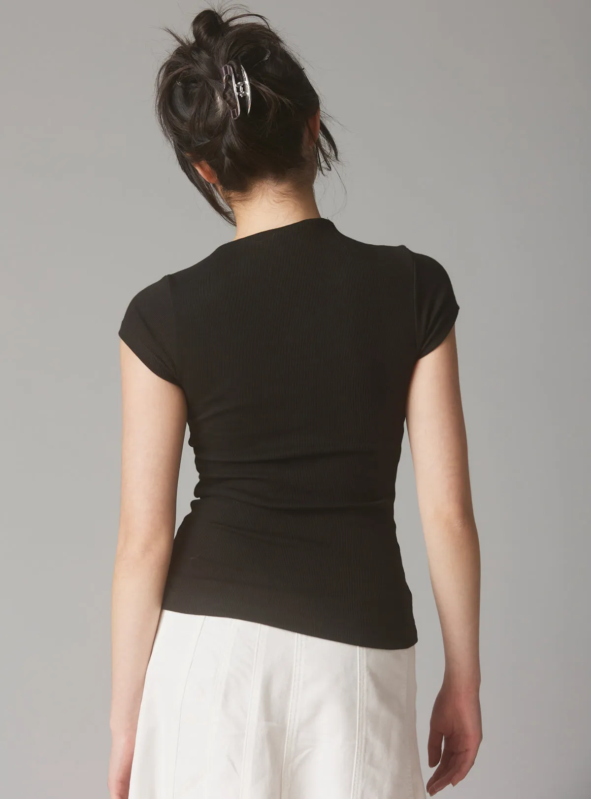 Rib Asymmetrical Cap Sleeve