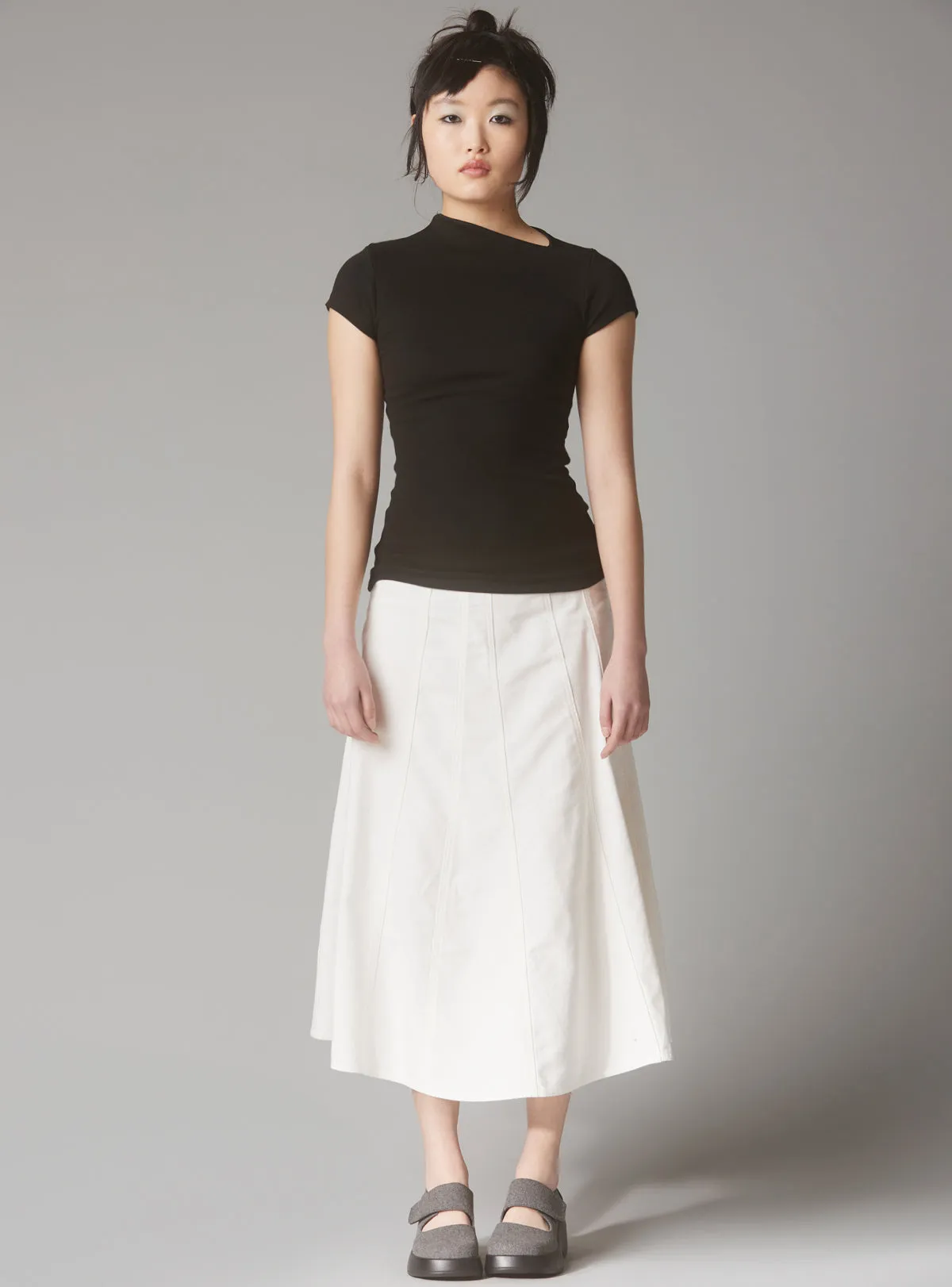 Rib Asymmetrical Cap Sleeve