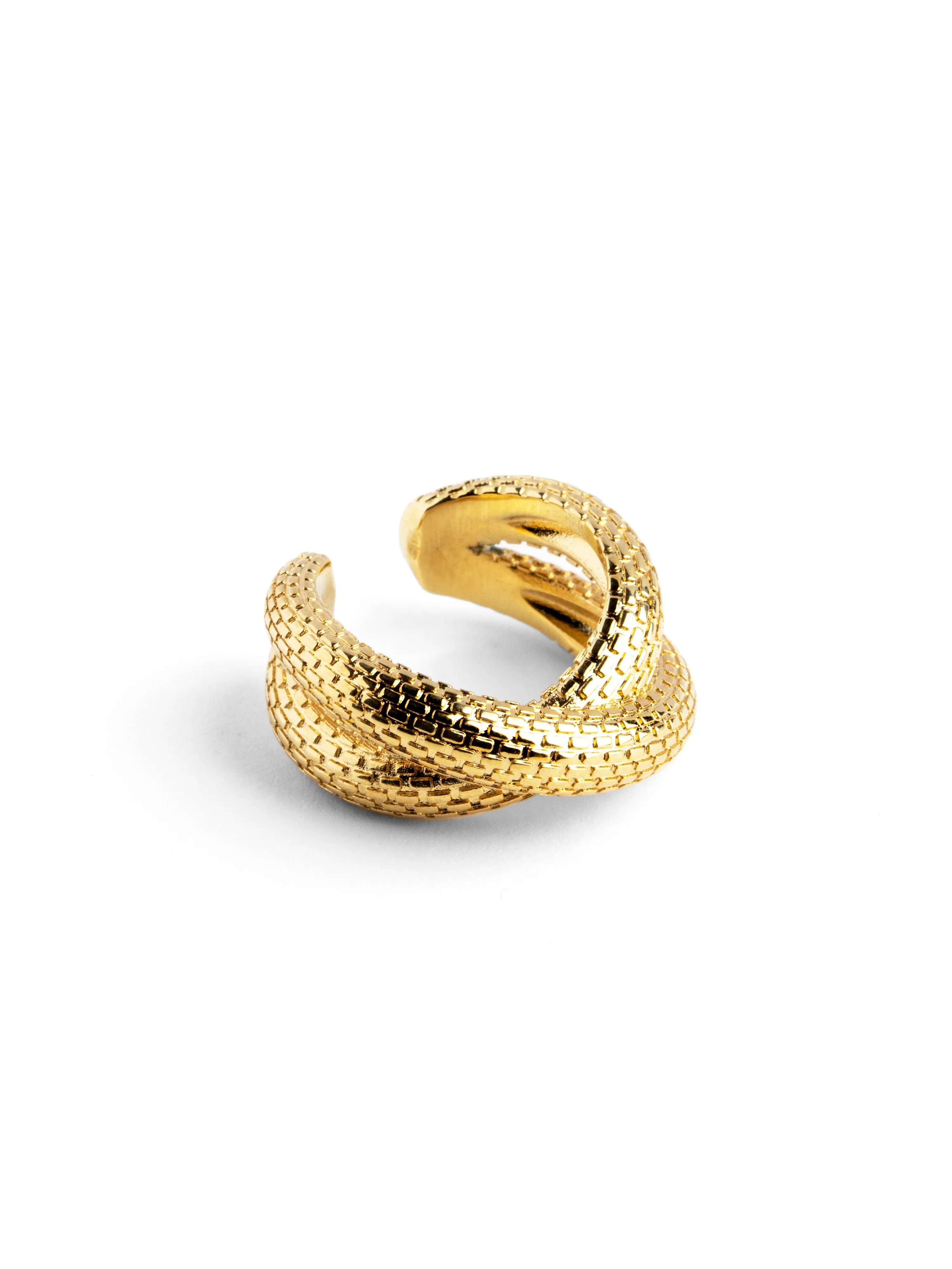 Rope Cross Gold Ring