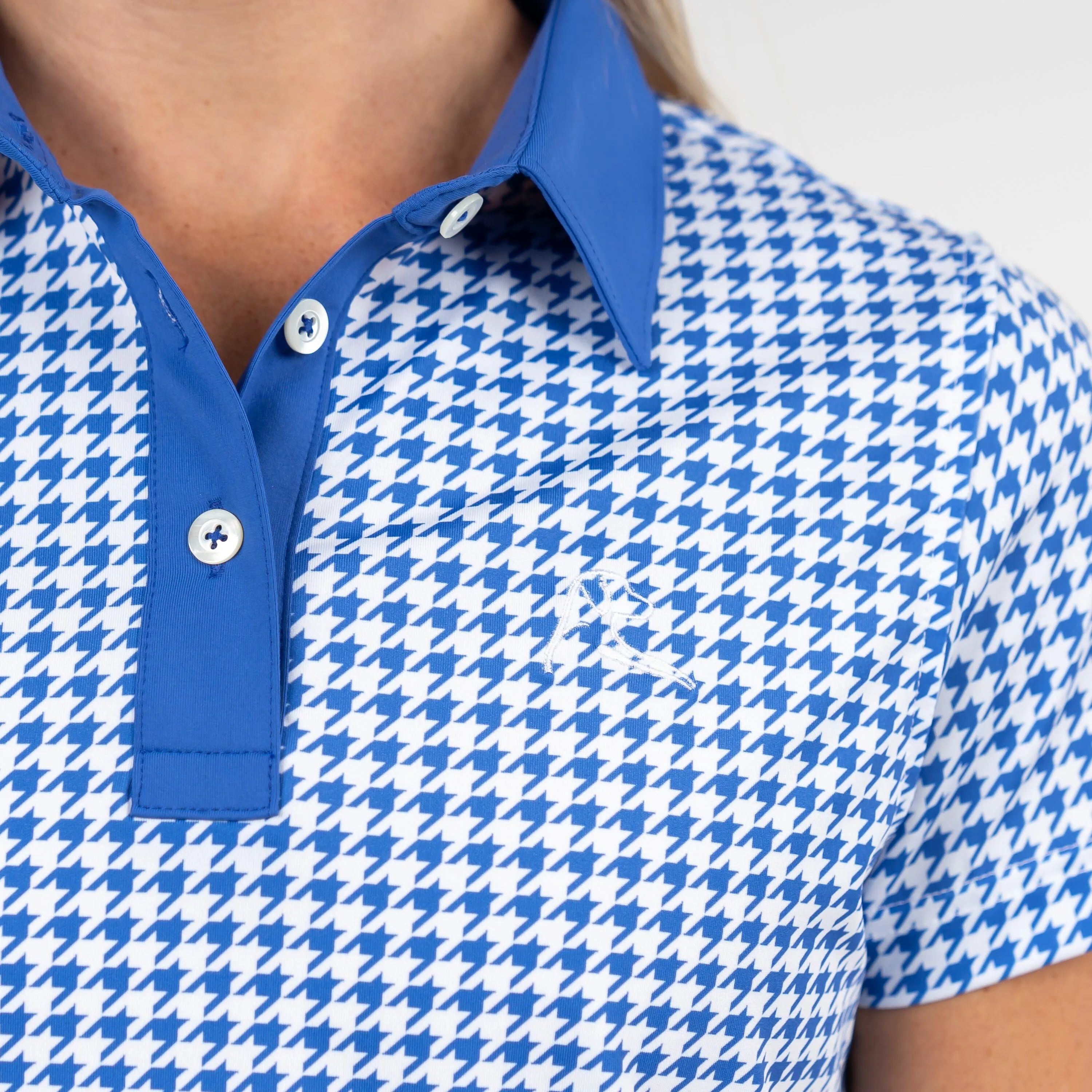 Royal Houndstooth Performance Polo | The Royal Houndstooth - Bunker Blue/White