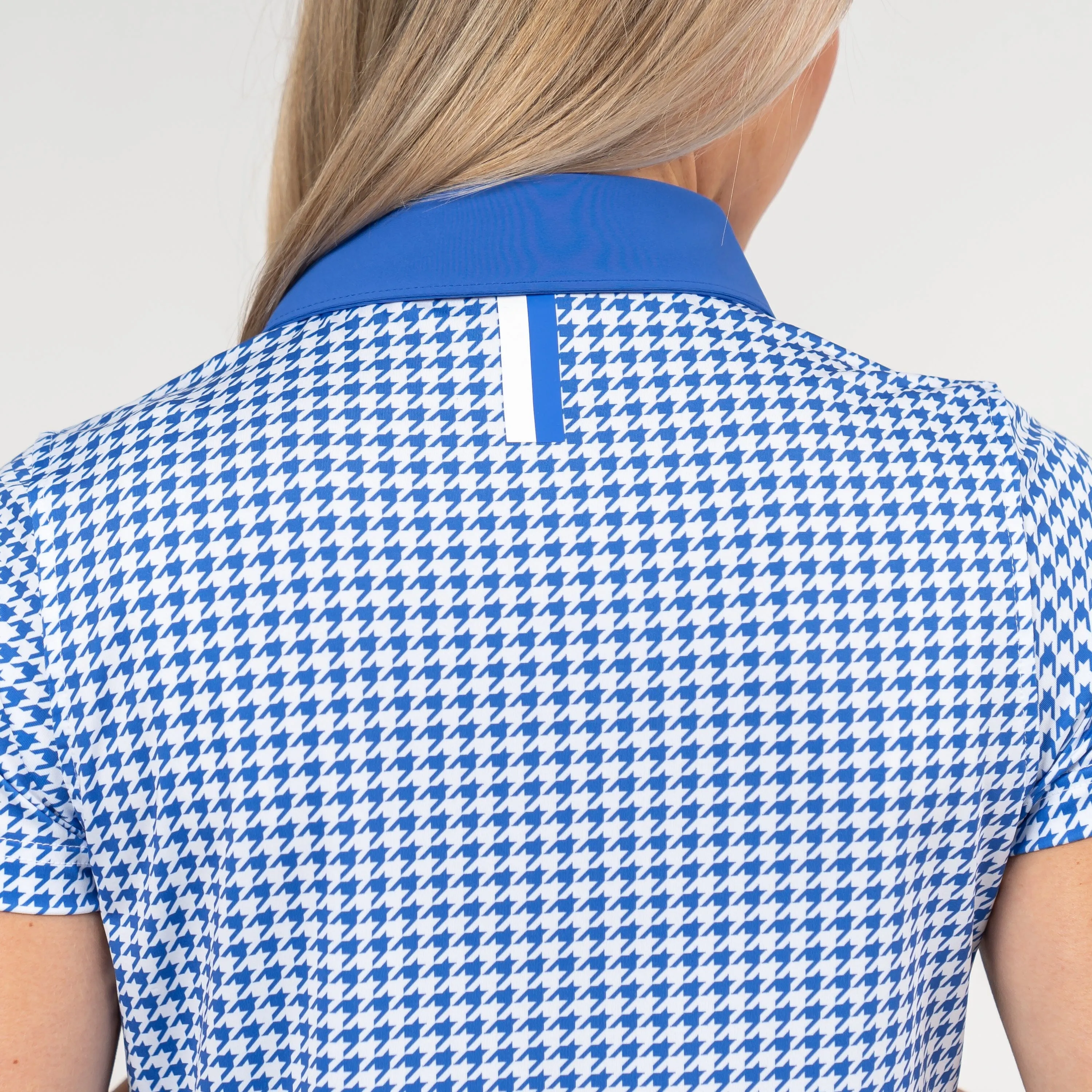 Royal Houndstooth Performance Polo | The Royal Houndstooth - Bunker Blue/White