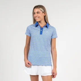 Royal Houndstooth Performance Polo | The Royal Houndstooth - Bunker Blue/White