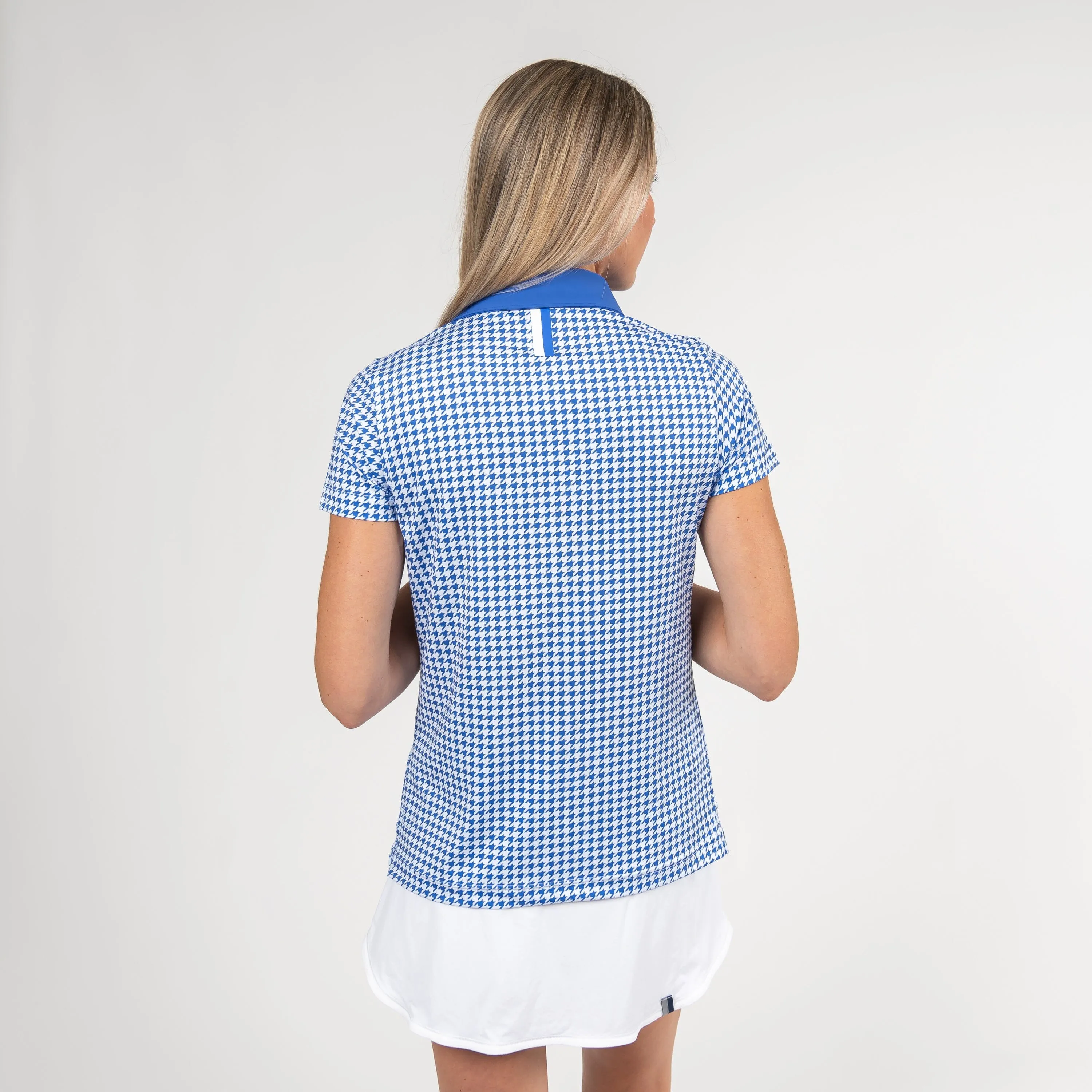 Royal Houndstooth Performance Polo | The Royal Houndstooth - Bunker Blue/White