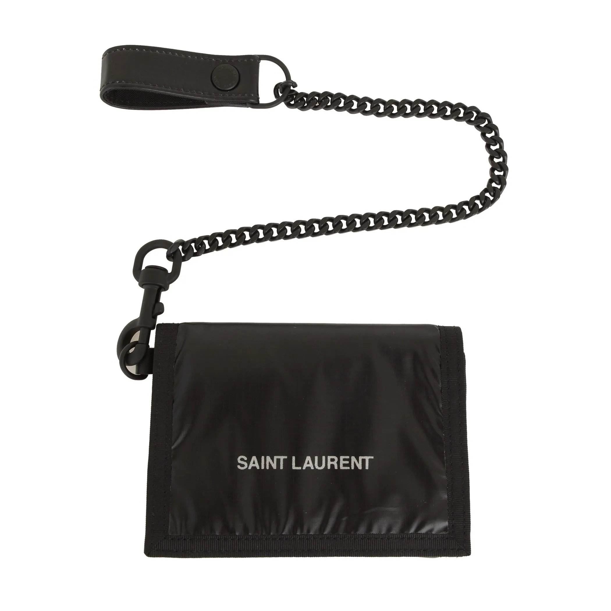 Saint Laurent Nuxx Black Nylon Chain Trifold Wallet