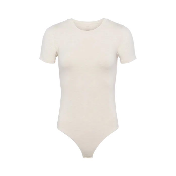 Short Sleeve Crewneck Bodysuit | Heather Bone