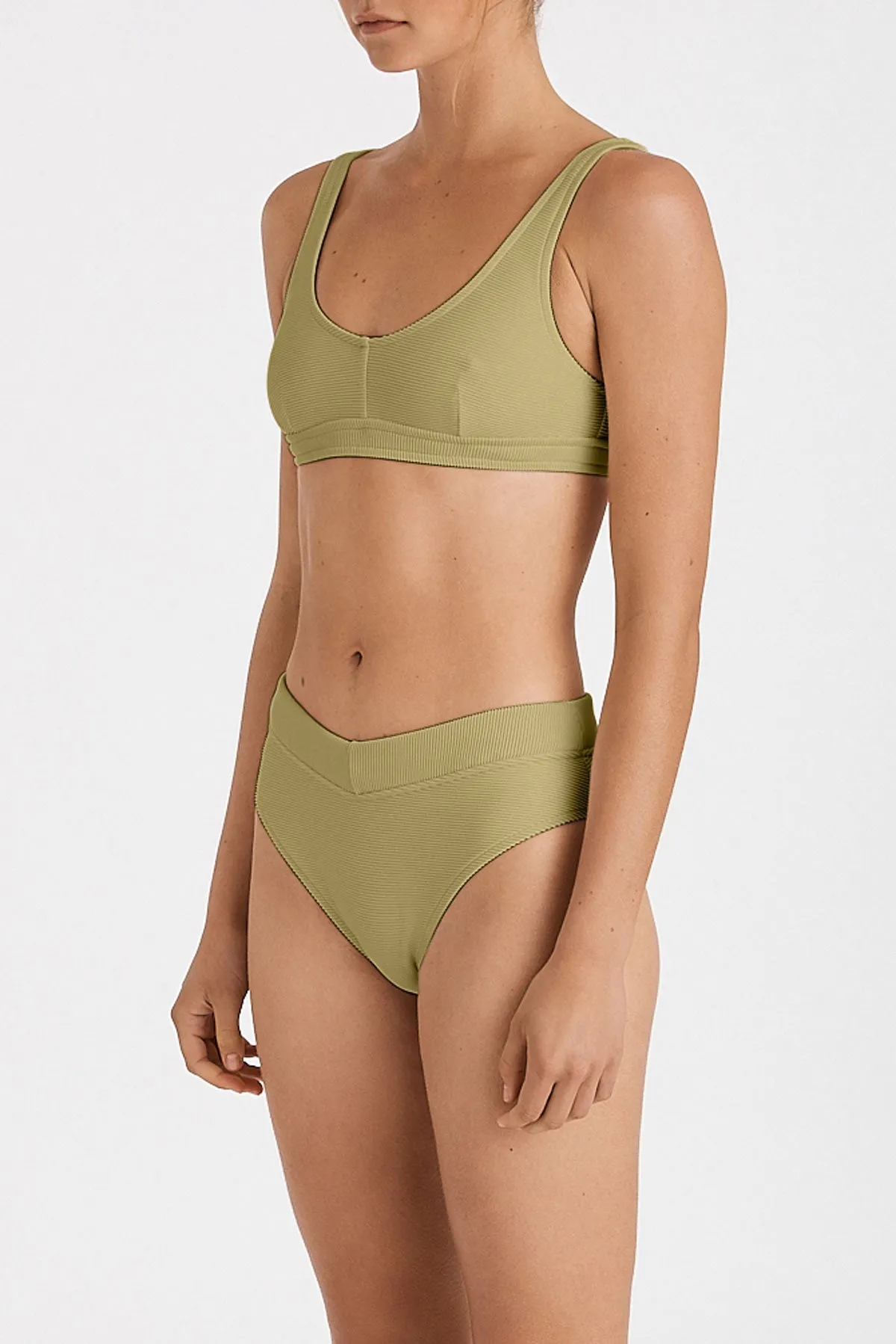 Signature Waistband Bralette Top - Avocado