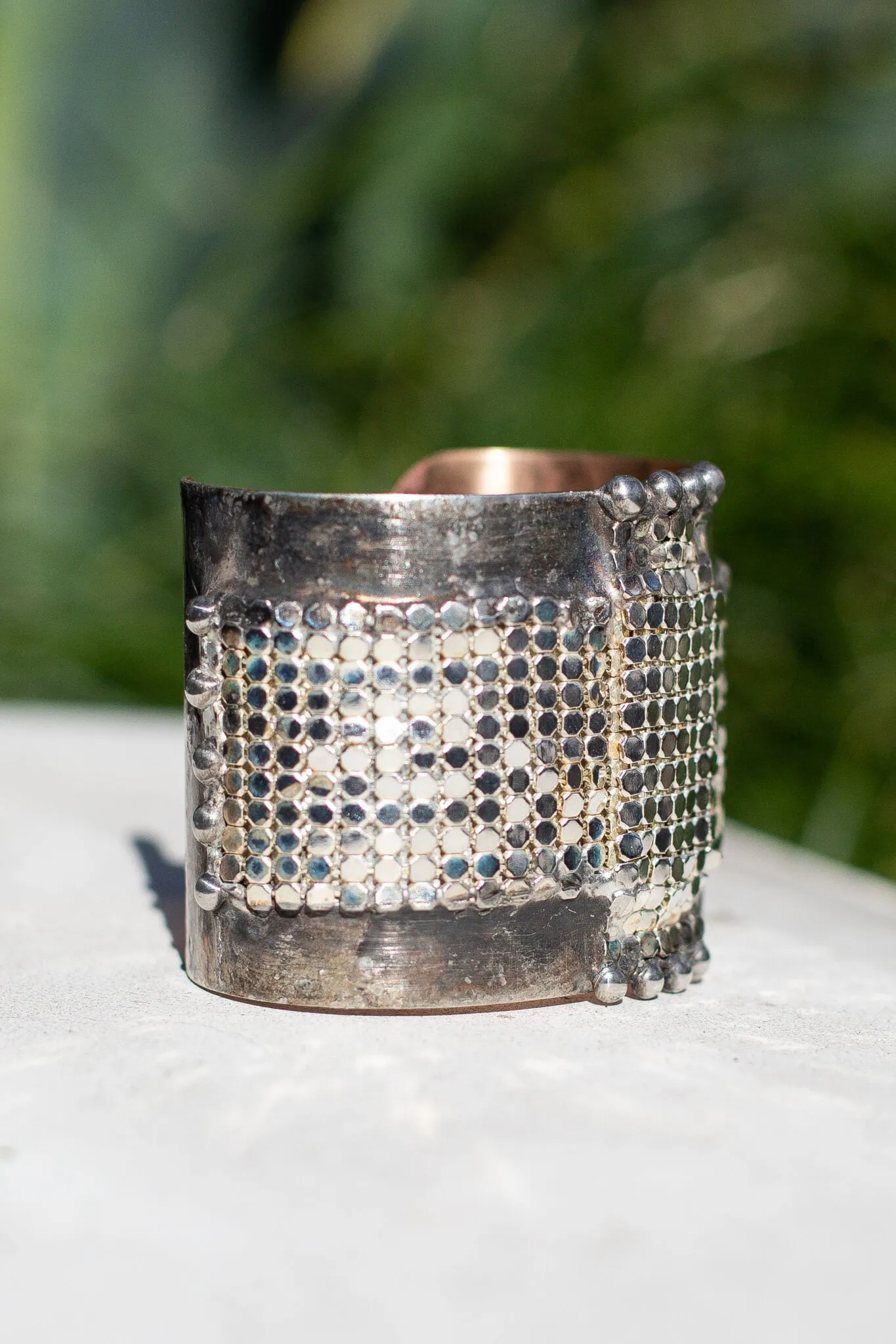 Silver Mesh Cross Cuff