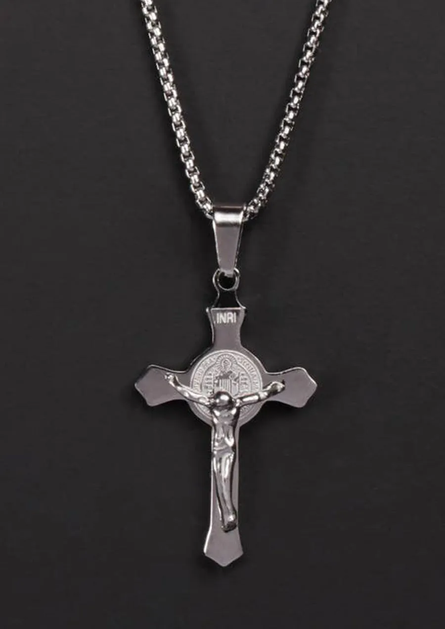 Small Stainless Steel Crucifix Men's Necklace