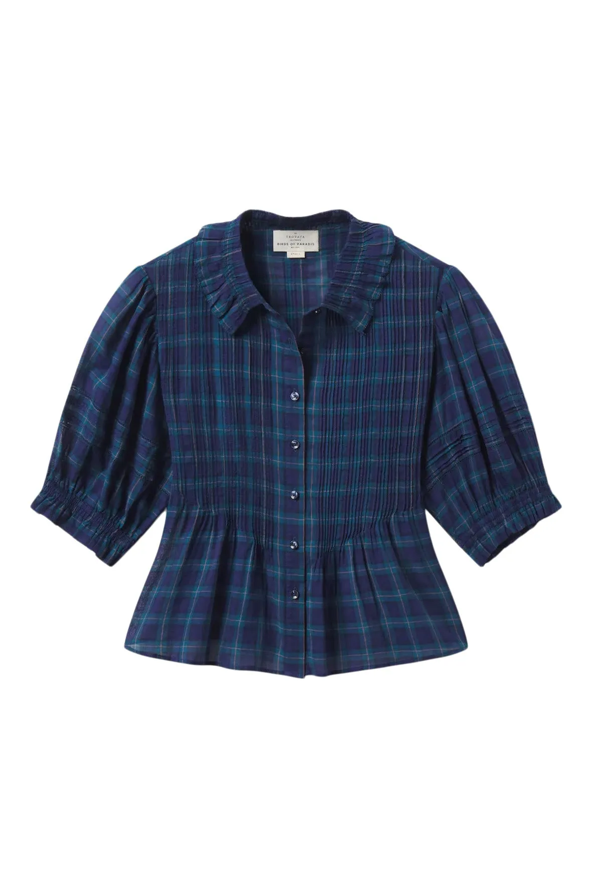 Trovata Birds of Paradis Jess Blouse in Oceanside Plaid