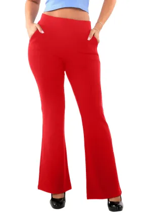 Tummy Control Butt Sculpting Flare Pants With Pockets - Barbados Cherry