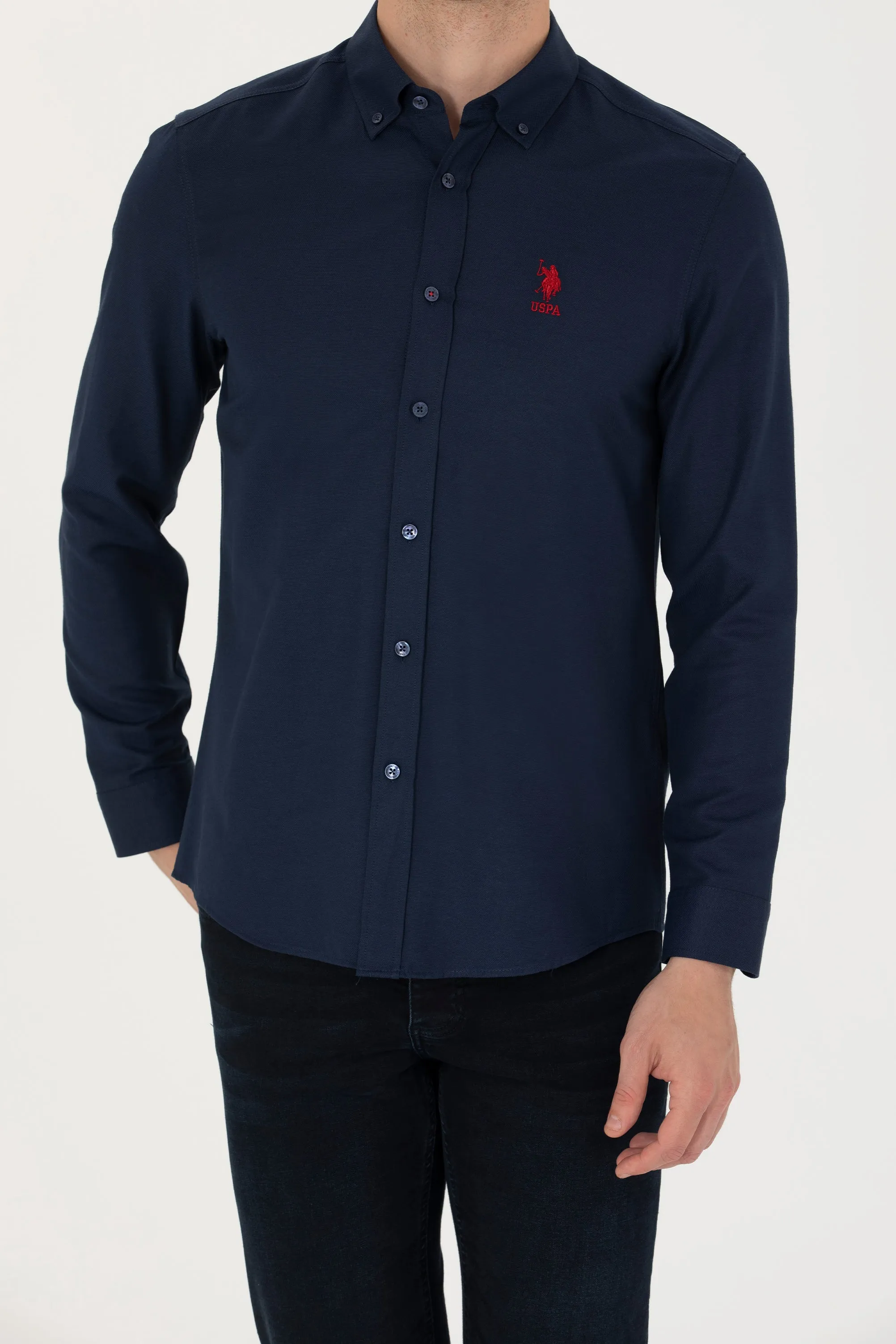 US Polo Assn. Men Shirt Slim Full Sleeve Navy VR033 USPSH321 USPA