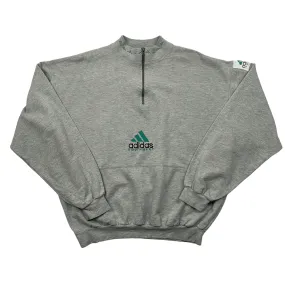 Vintage 90s Grey Adidas Equipment Quarter Zip Sweatshirt - Extra Large