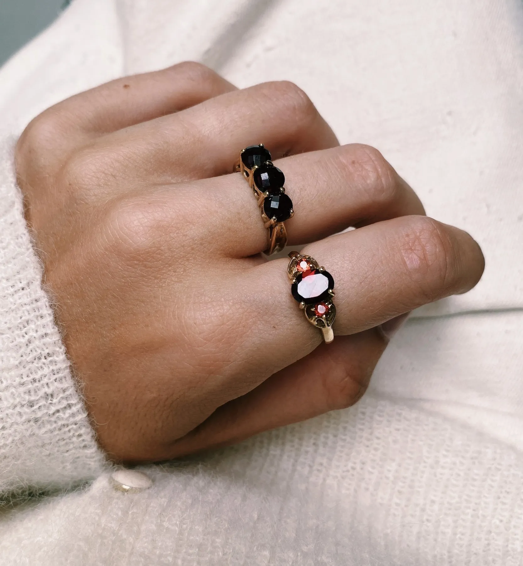 Vintage Ornamental Garnet Ring