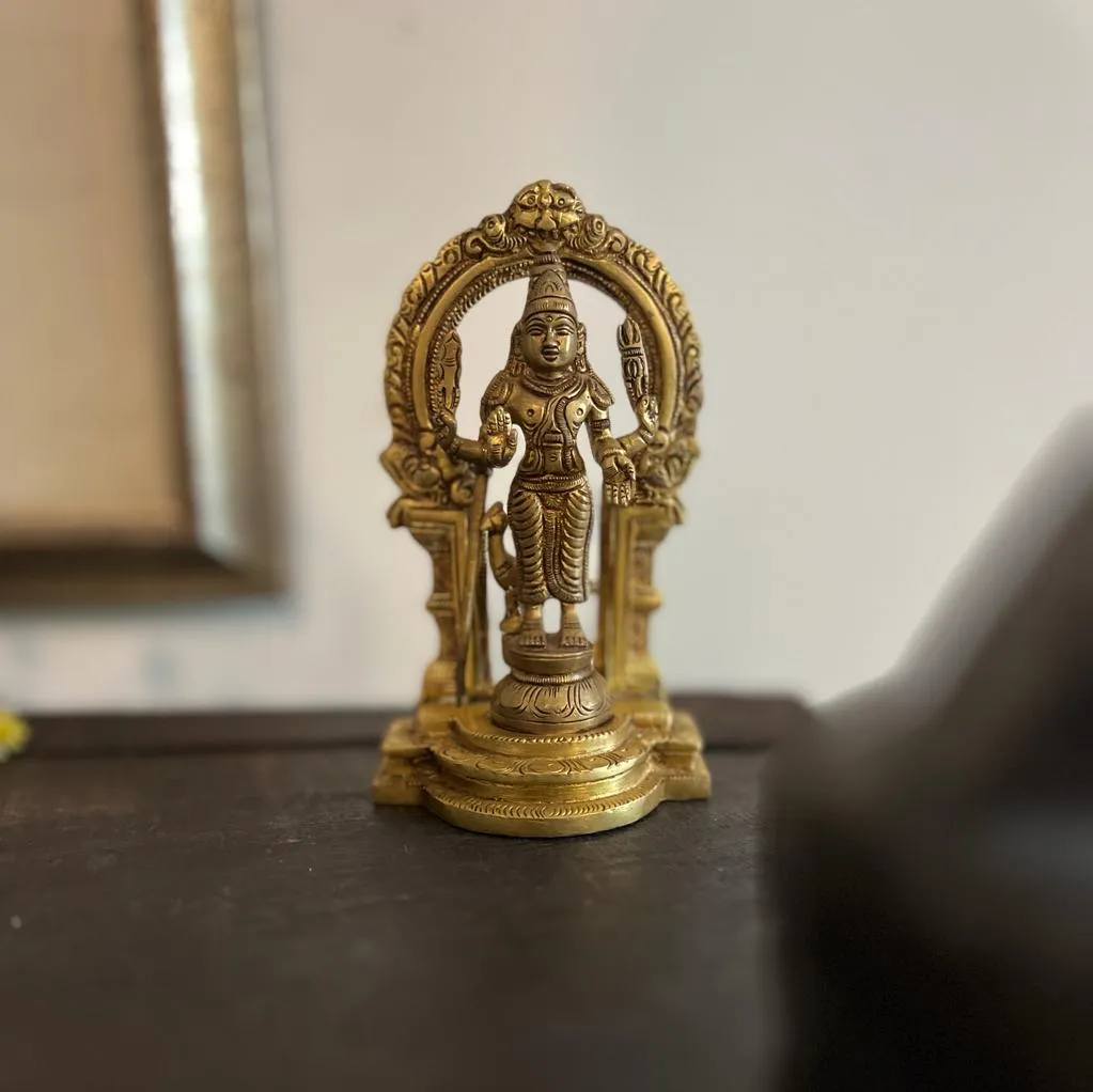 Vintage Style Brass Sculpture of Lord Venkateshwara: Pital 15