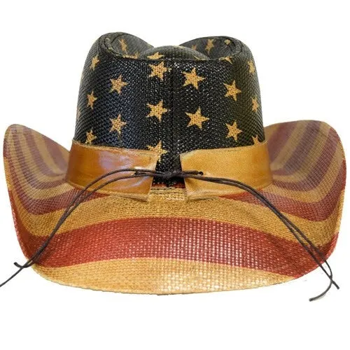 Western American Flag Vintage Cowboy Hat