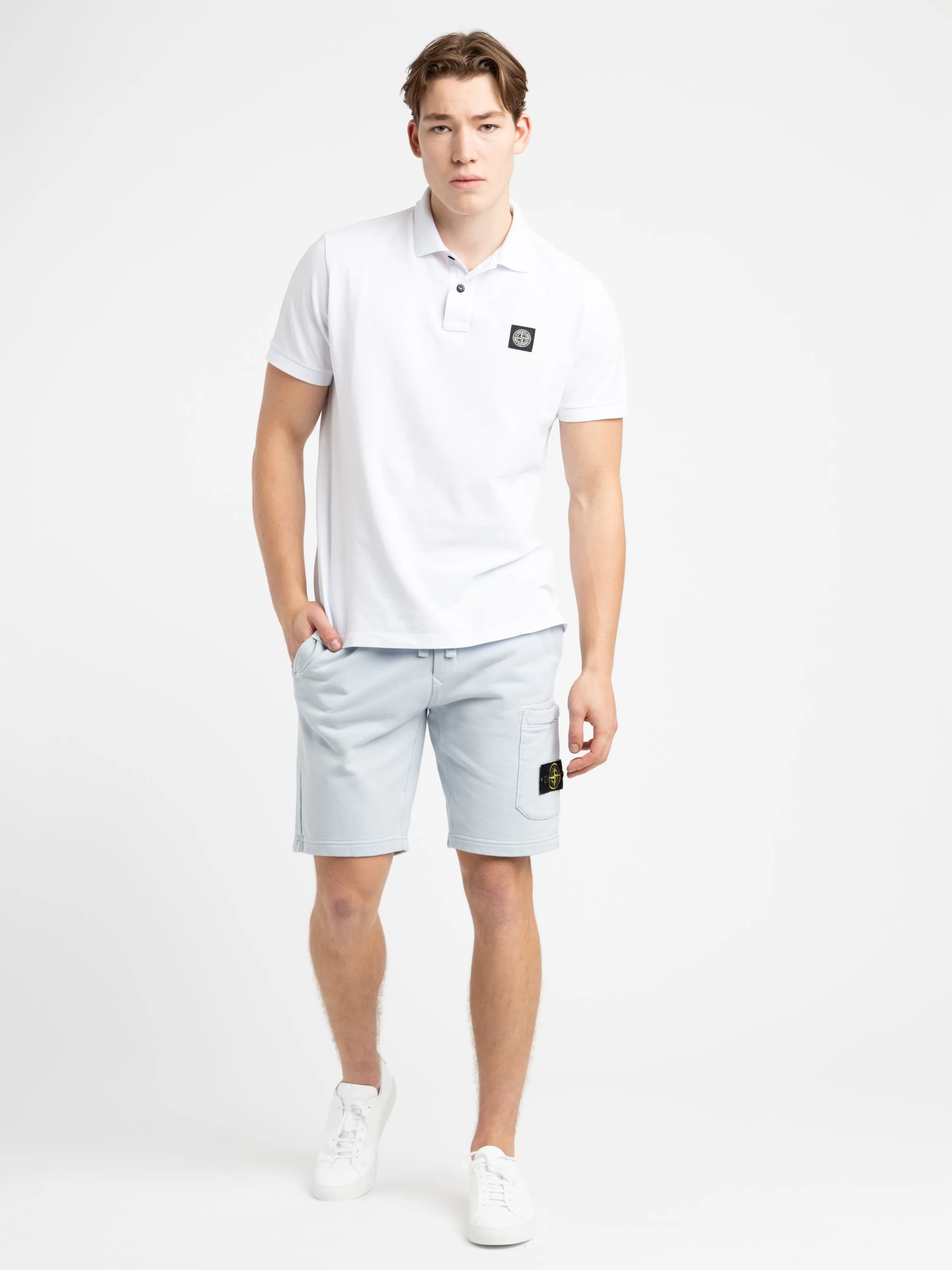 White Cotton Short-Sleeve Polo