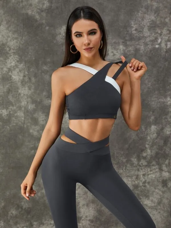 ZASUWA Female Contrast Color Strap High-support Sports Bras